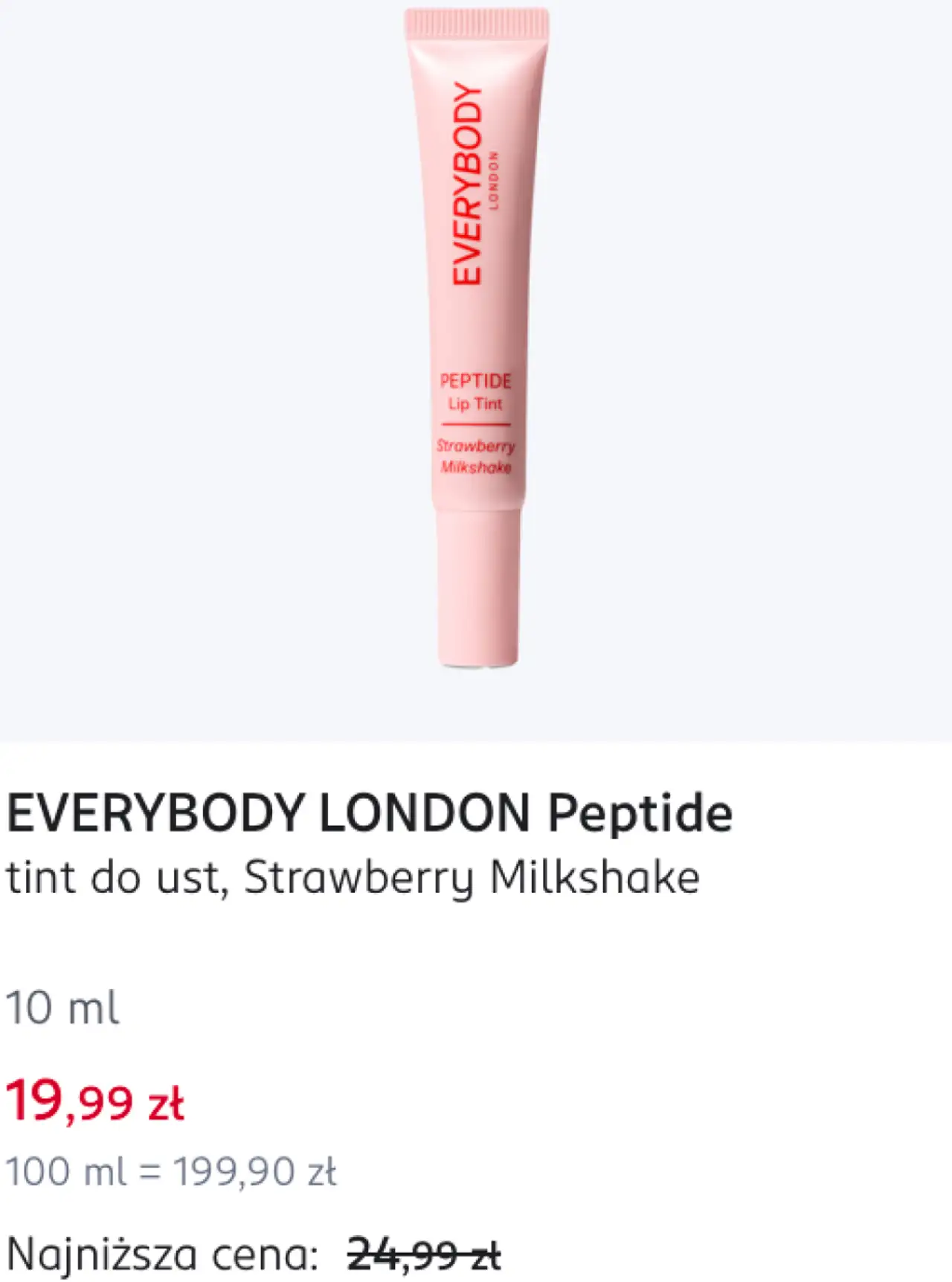 EVERYBODY LONDON Peptide tint do ust, Strawberry Milkshake
