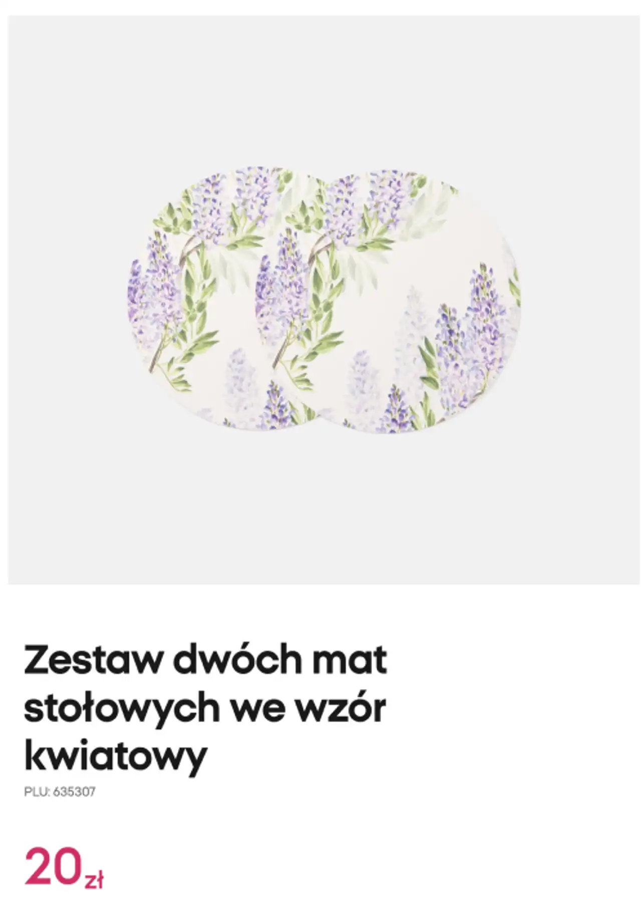 Zestaw dwóch mat stołowych we wzór kwiatowy