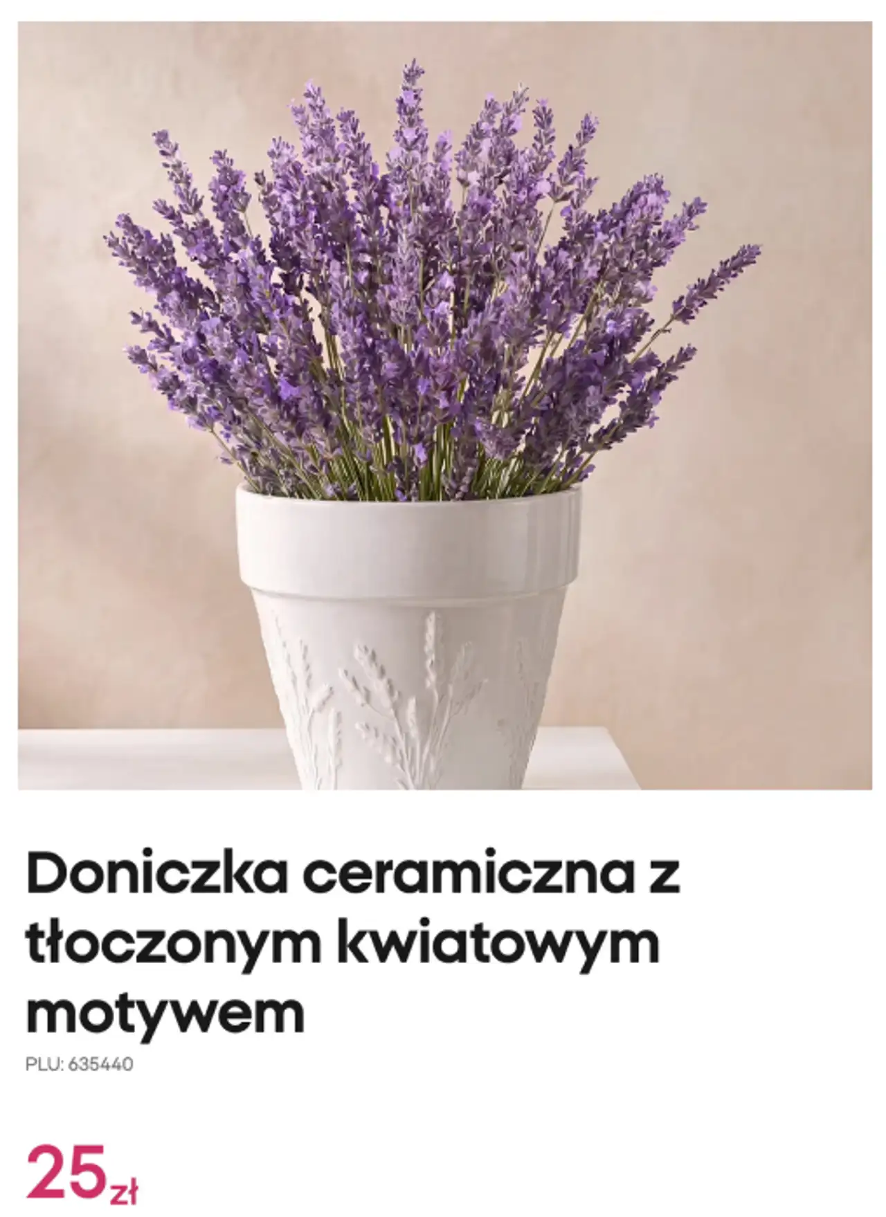 Doniczka ceramiczna z tłoczonym kwiatowym motywem Pepco
