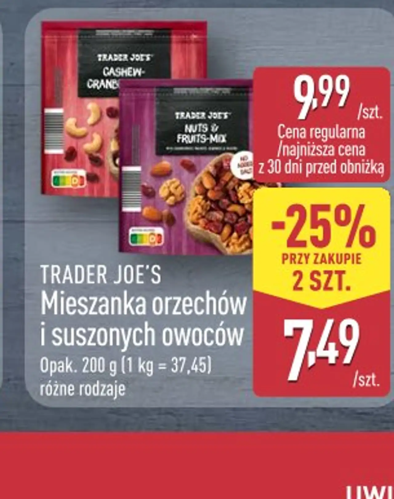 Mieszanka orzechów i suszonych owoców Trader Joe's