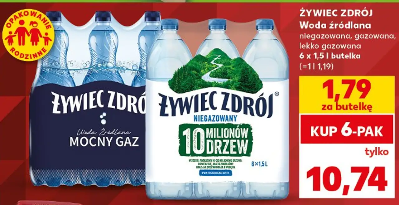 Żywiec Zdrój Woda źródlana niegazowana, gazowana, lekko gazowana 6 x 1,5 l