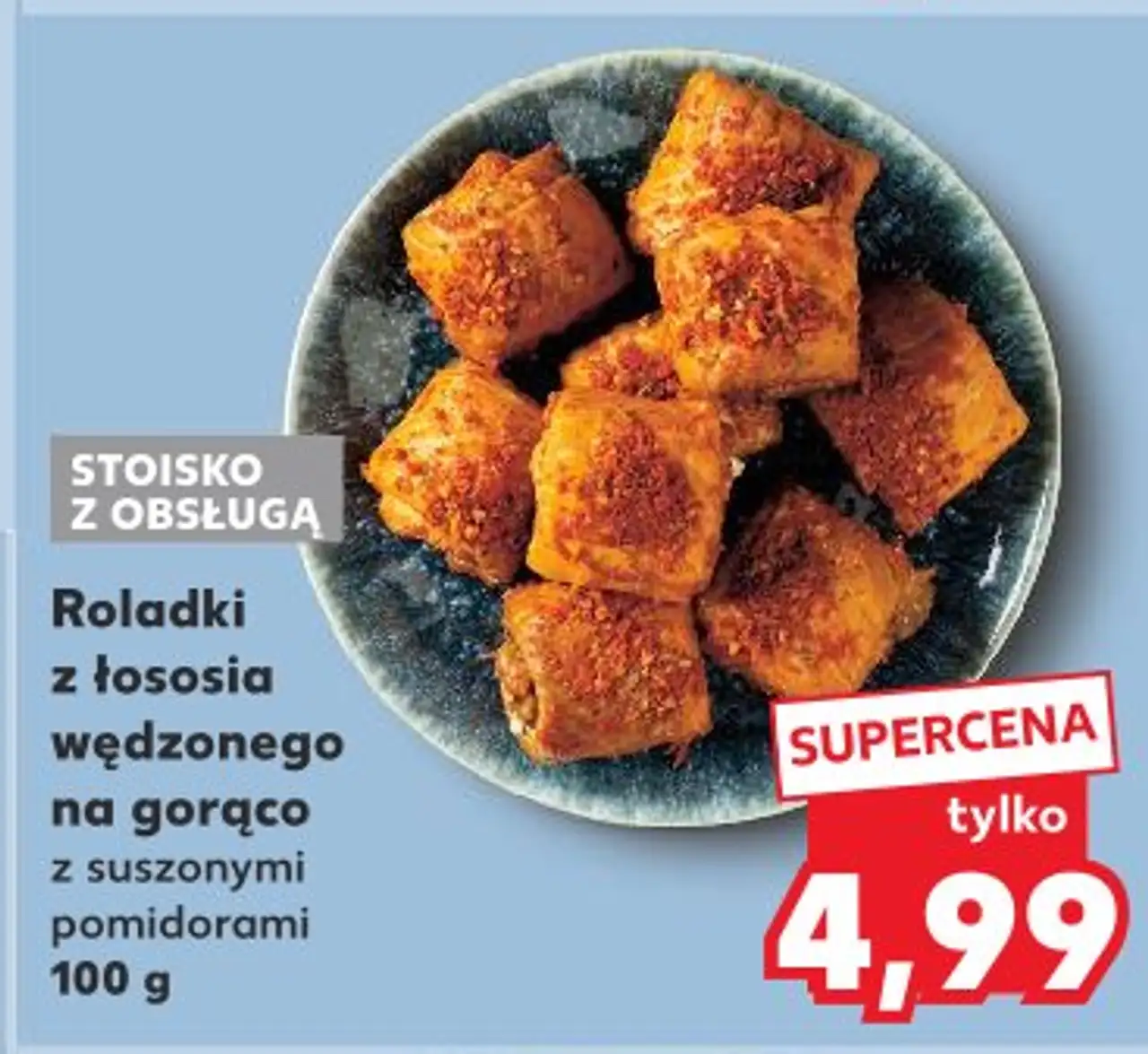 Roladki z łososia wędzonego na gorąco z suszonymi pomidorami