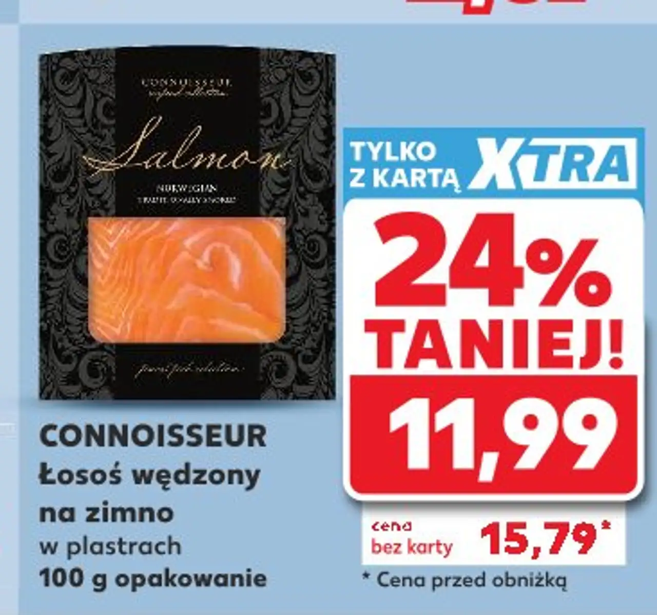 CONNOISSEUR Łosoś wędzony na zimno w plastrach