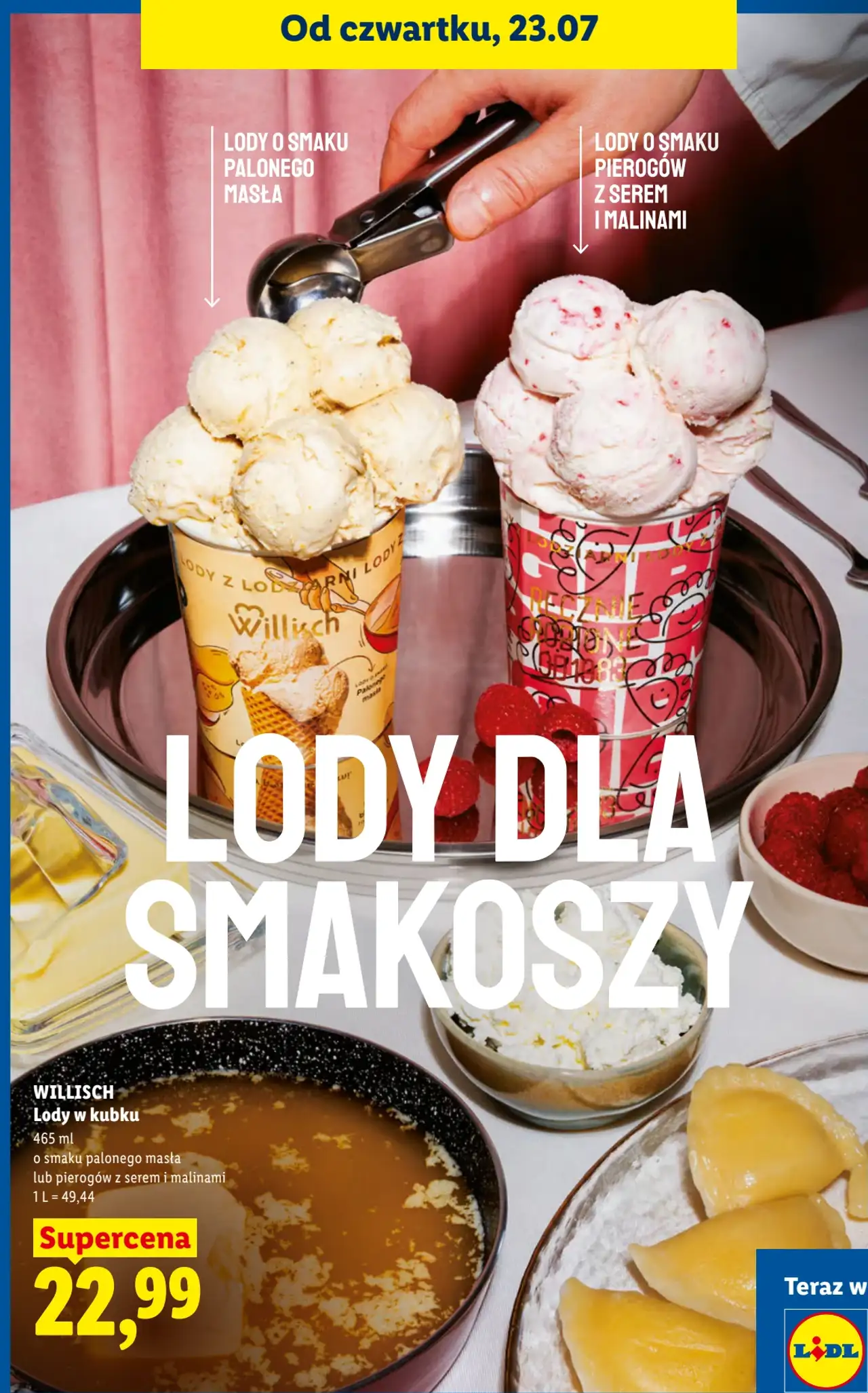 Willisch Lody w kubku o smaku palonego masła lub pierogów z serem i malinami