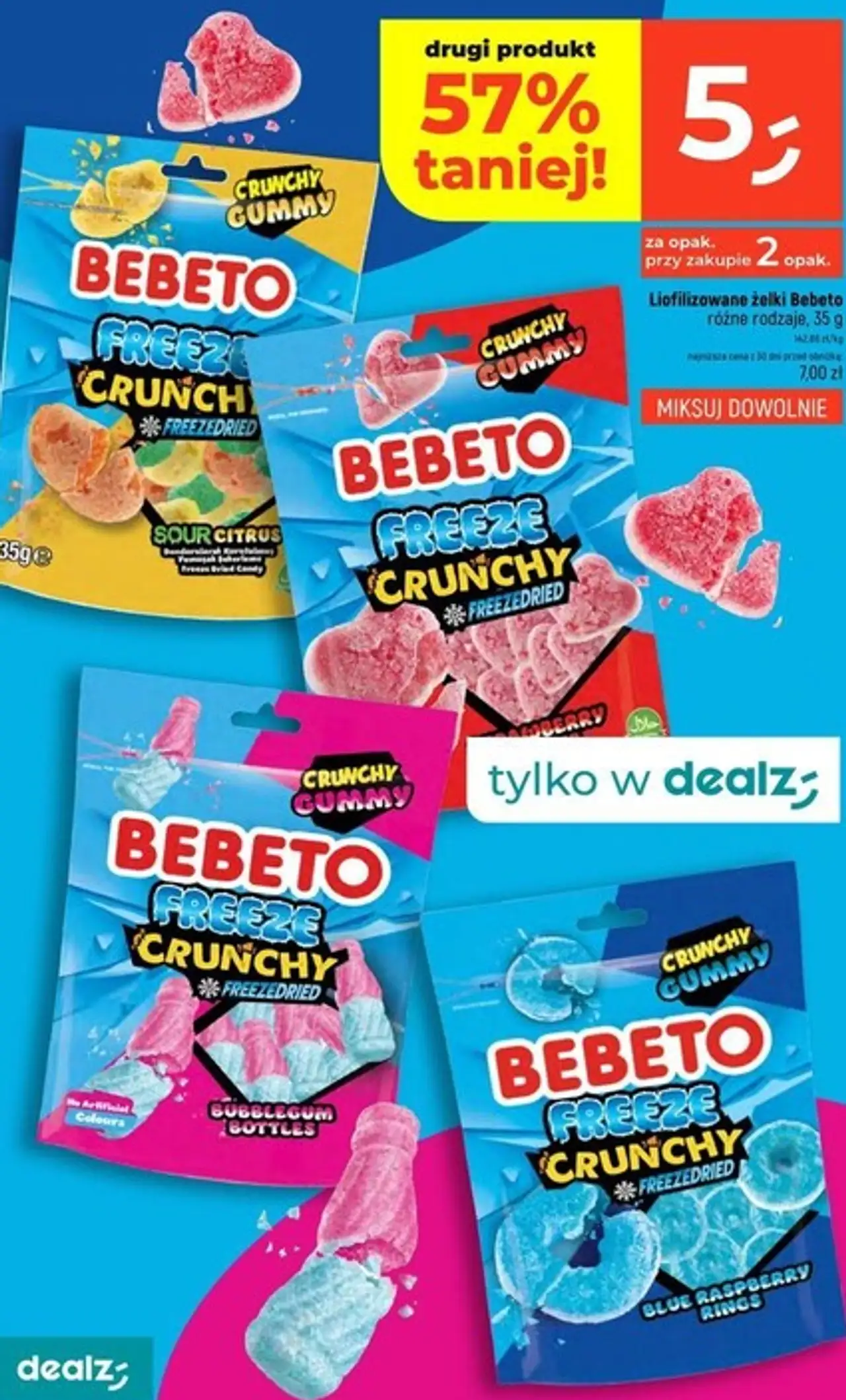 Liofilizowane żelki Bebeto różne rodzaje
