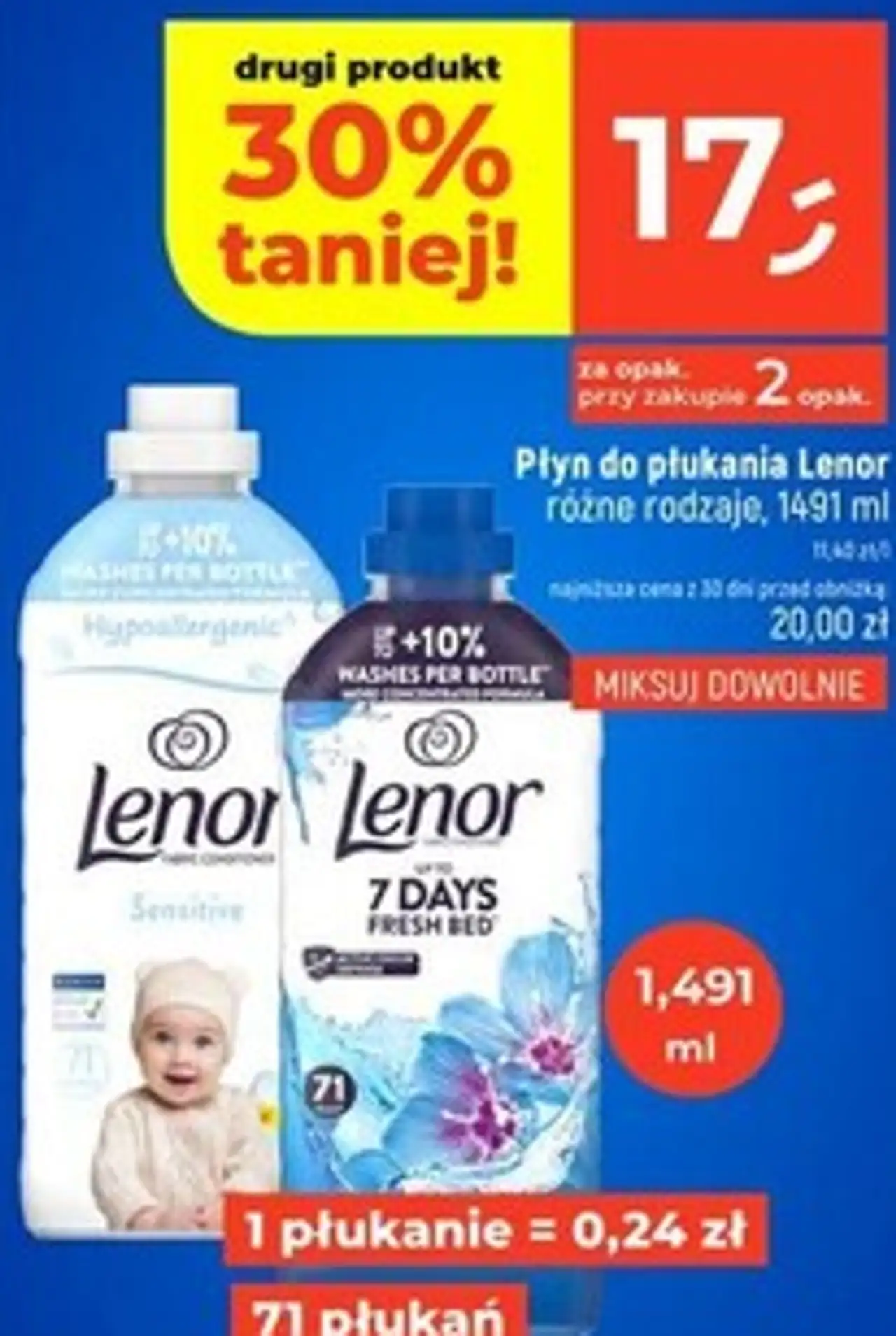 Płyn do płukania Lenor różne rodzaje, 1491 ml