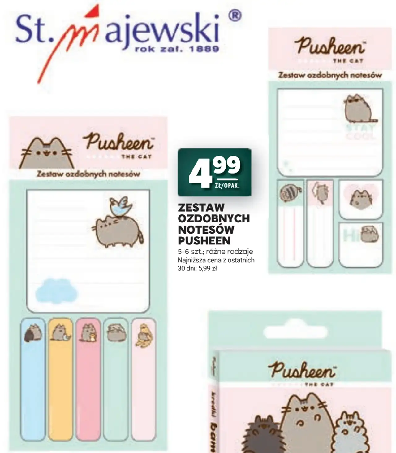 Zestaw ozdobnych notesów Pusheen, 5-6 szt.