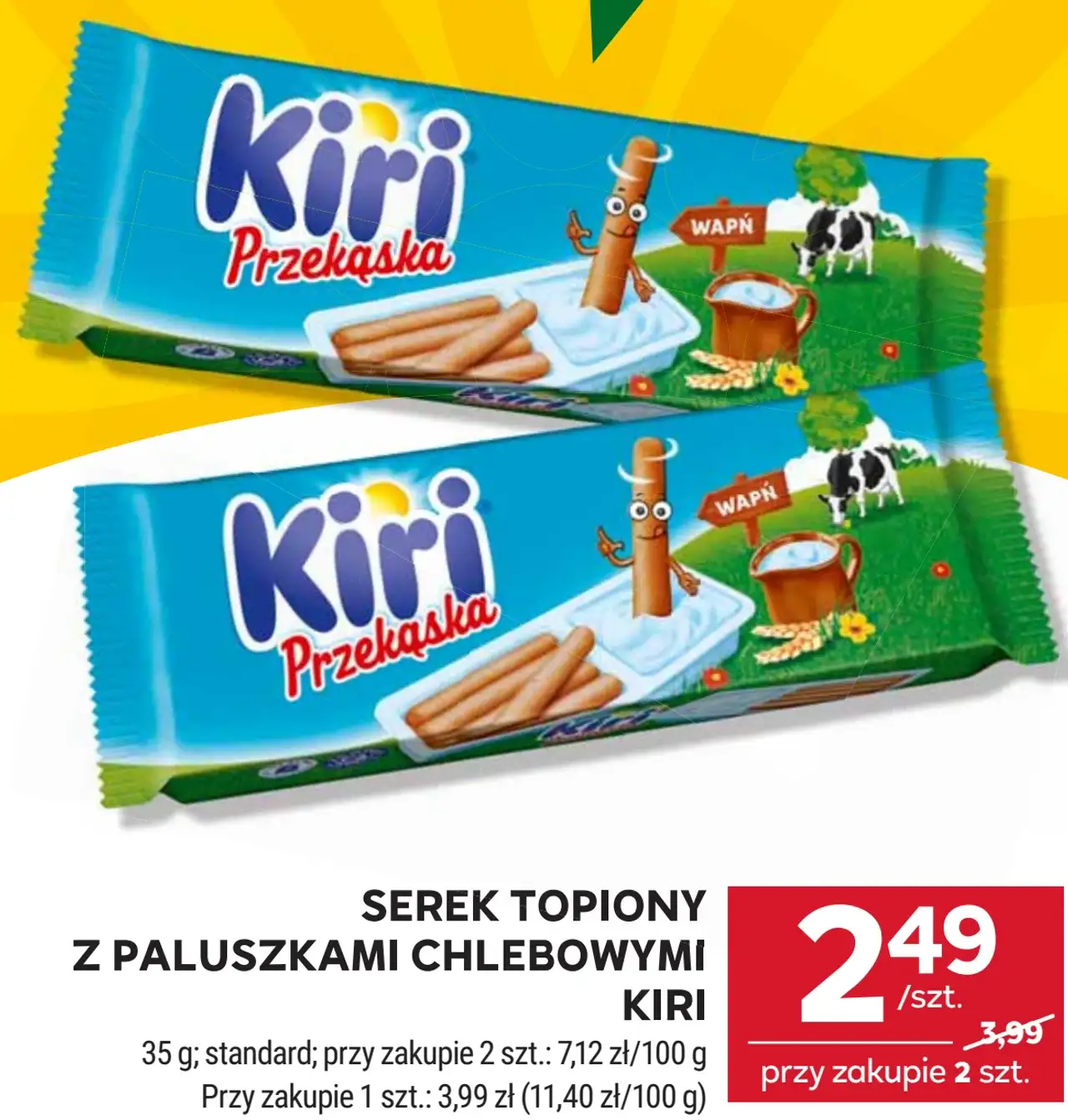 Kiri Przekąska Serek topiony z paluszkami chlebowymi