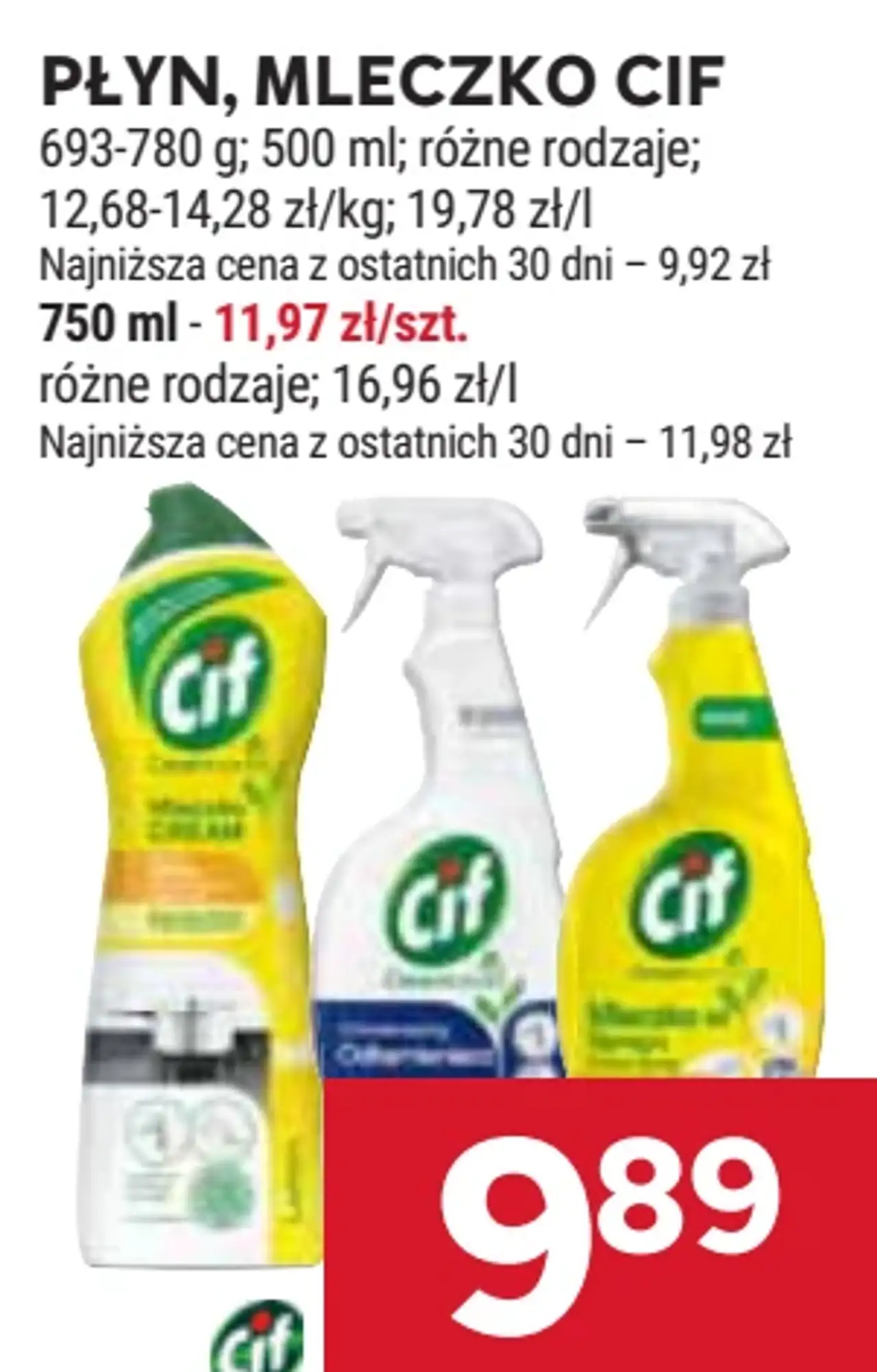 Płyn, mleczko Cif