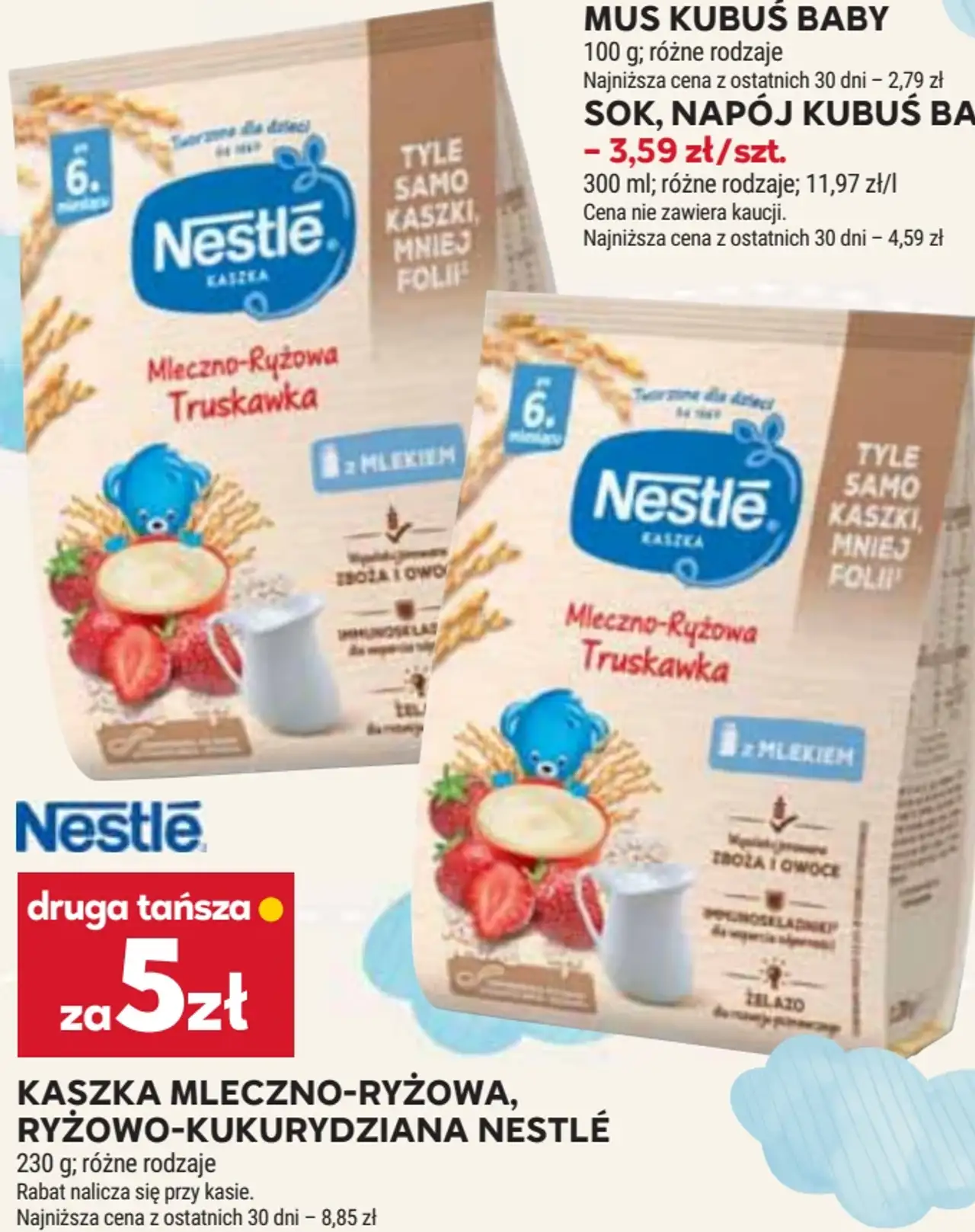Kaszka mleczno-ryżowa, ryżowo-kukurydziana Nestlé