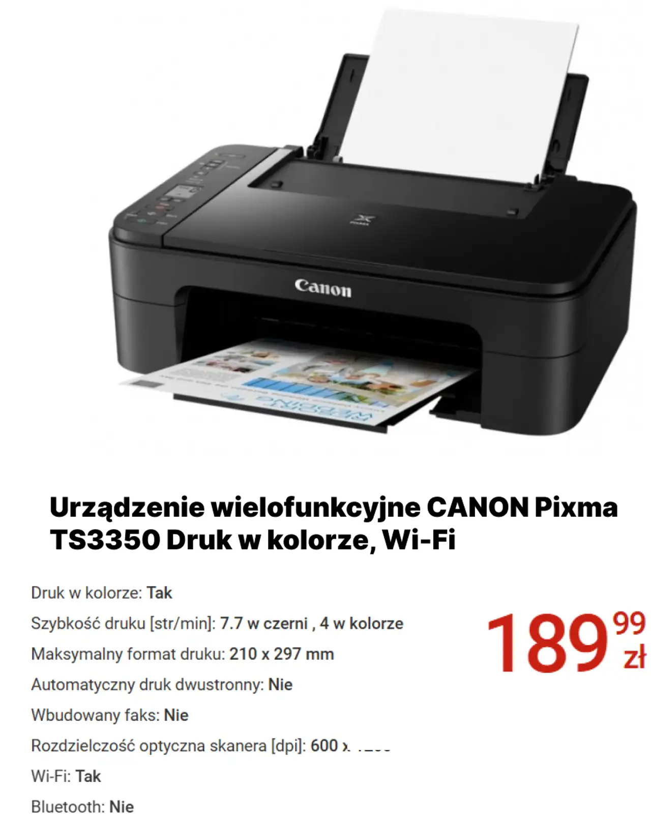 Urządzenie wielofunkcyjne CANON Pixma TS3350