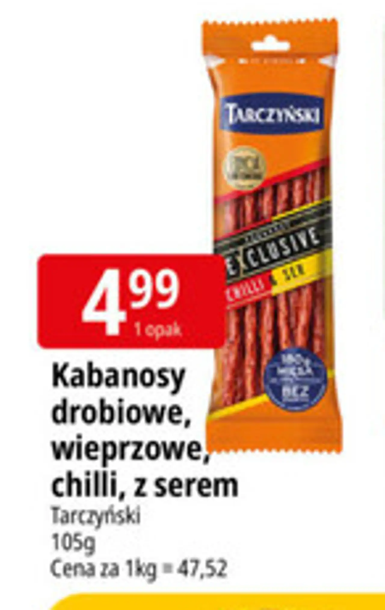 Kabanosy drobiowe, wieprzowe, chilli, z serem Tarczyński Exclusive