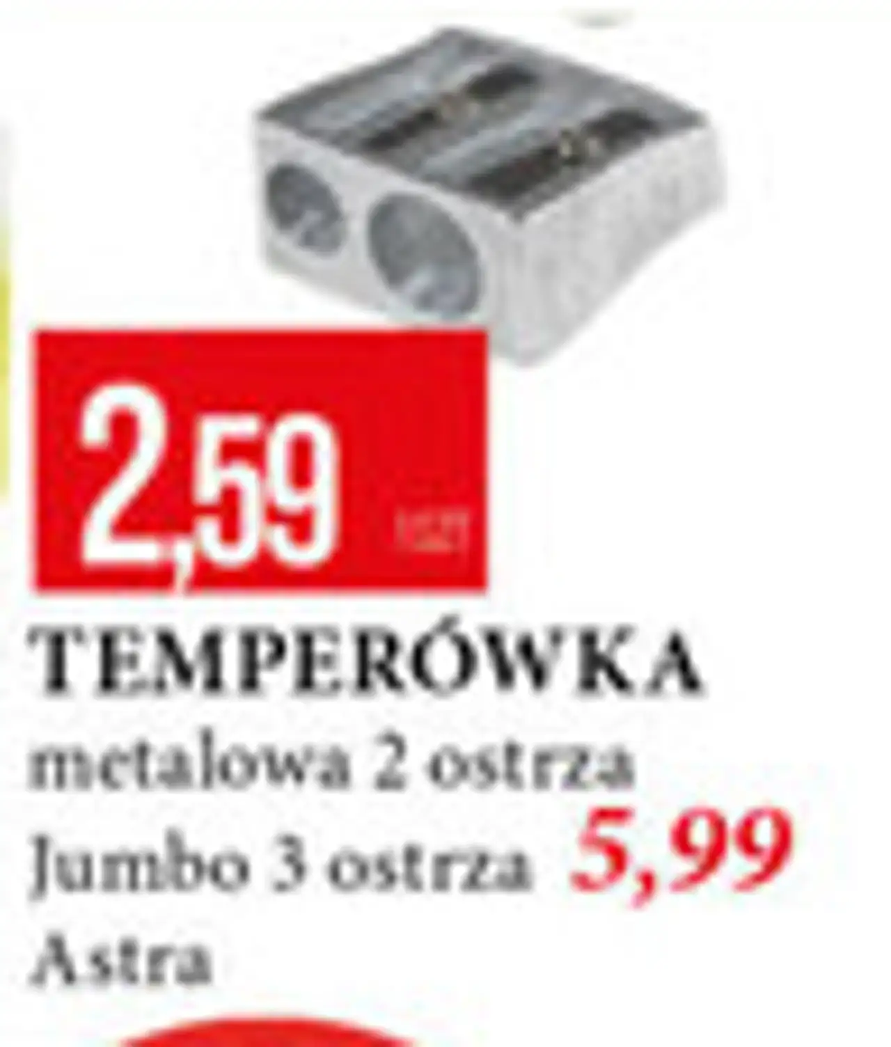 Temperówka metalowa 2 ostrza Jumbo Astra