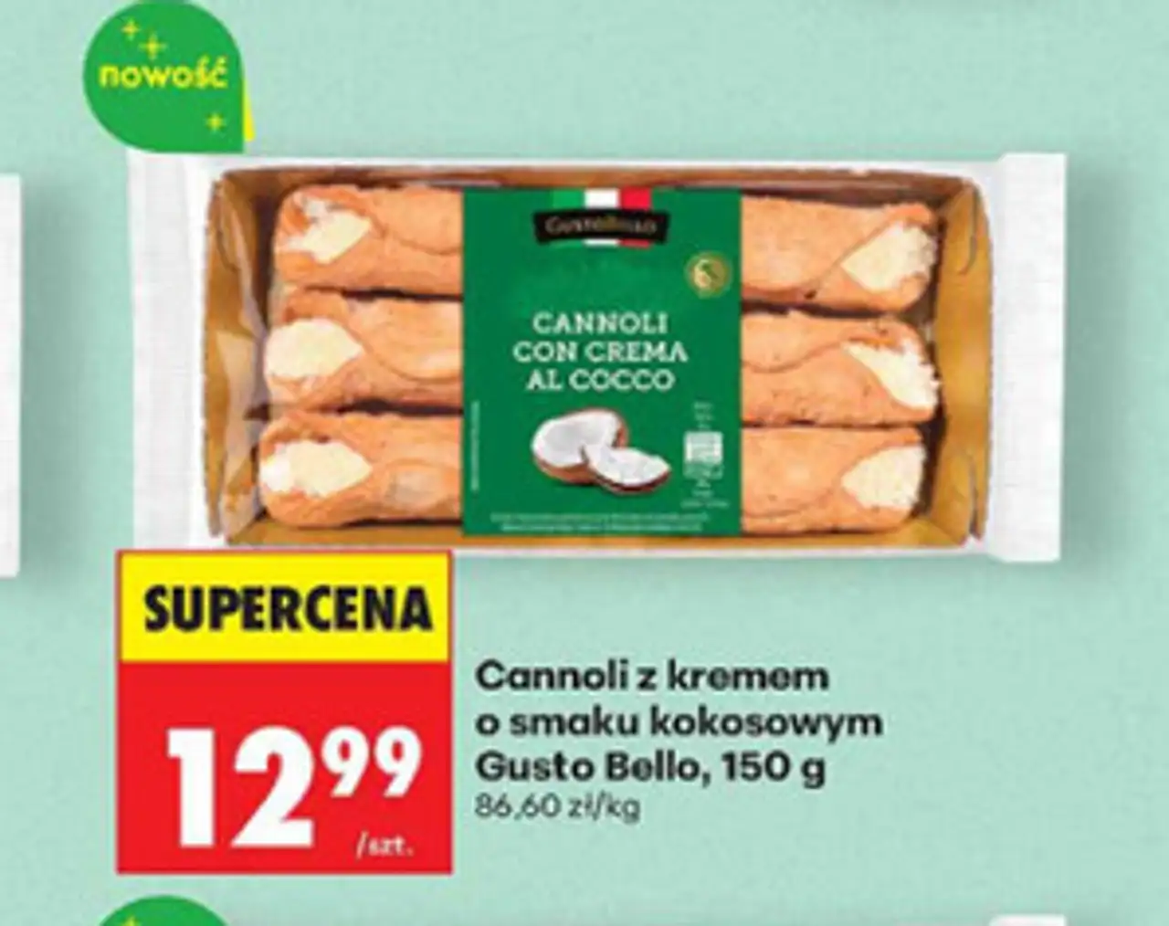 Cannoli z kremem o smaku kokosowym Gusto Bello, 150 g