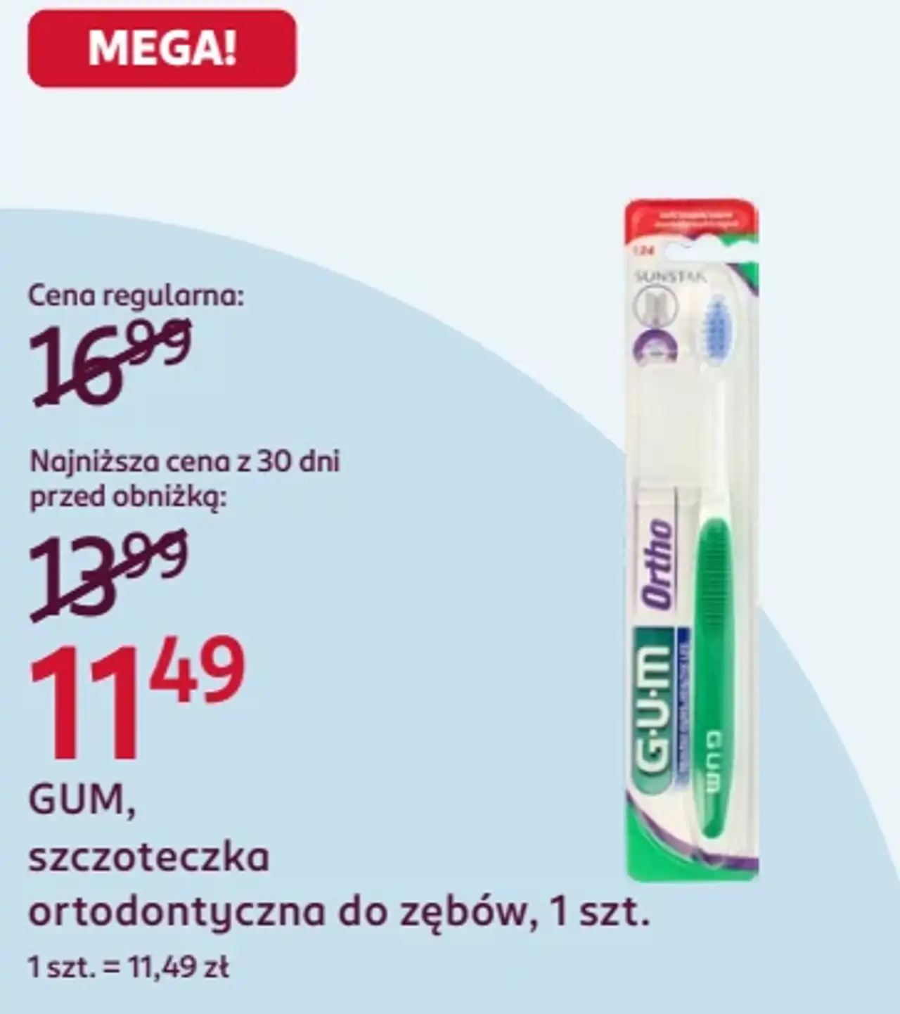 GUM, szczoteczka ortodontyczna do zębów, 1 szt.