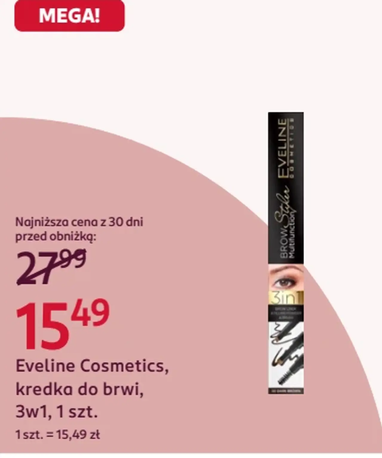 Eveline Cosmetics, kredka do brwi, 3w1, 1 szt.