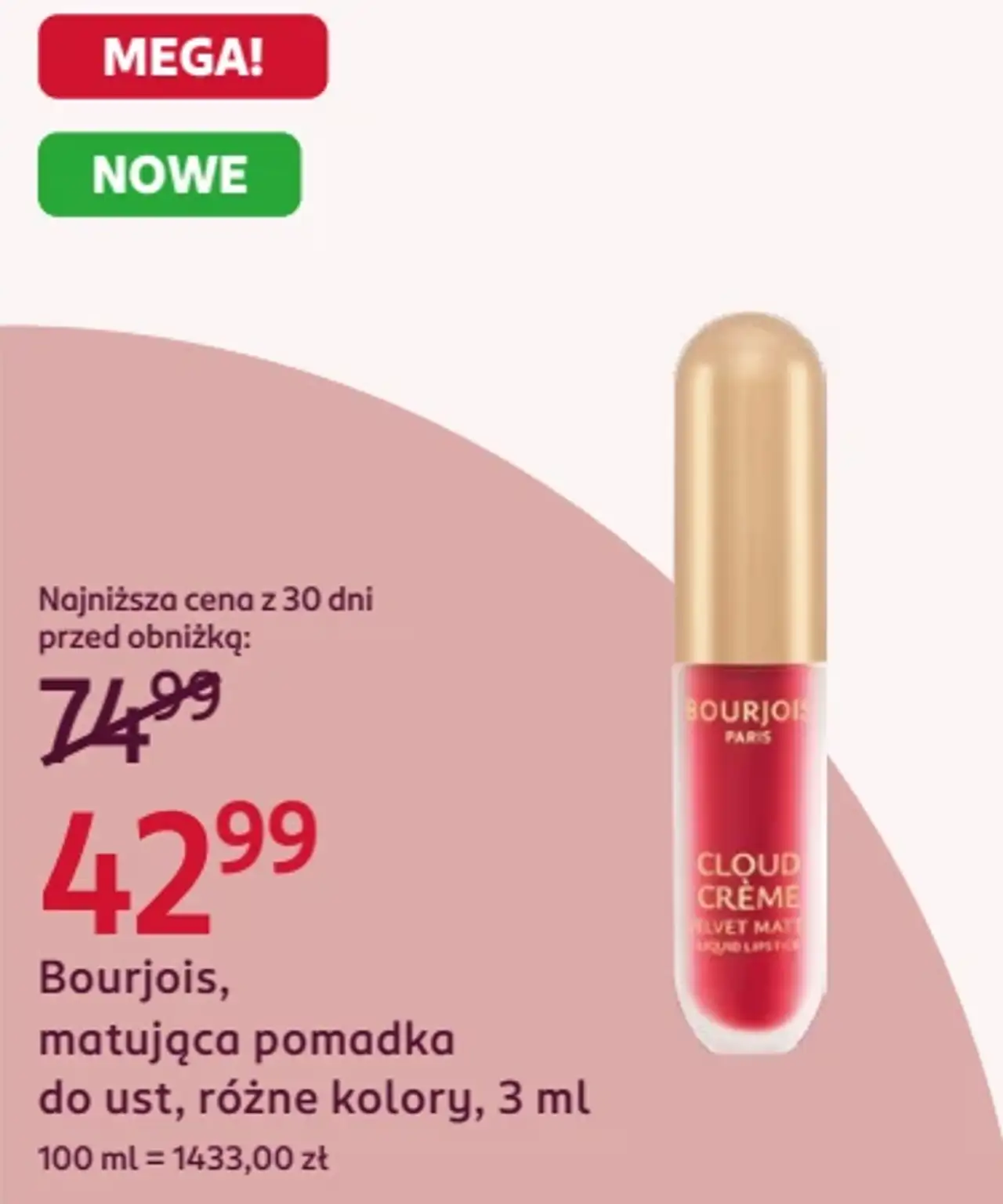 Bourjois, matująca pomadka do ust, różne kolory, 3 ml