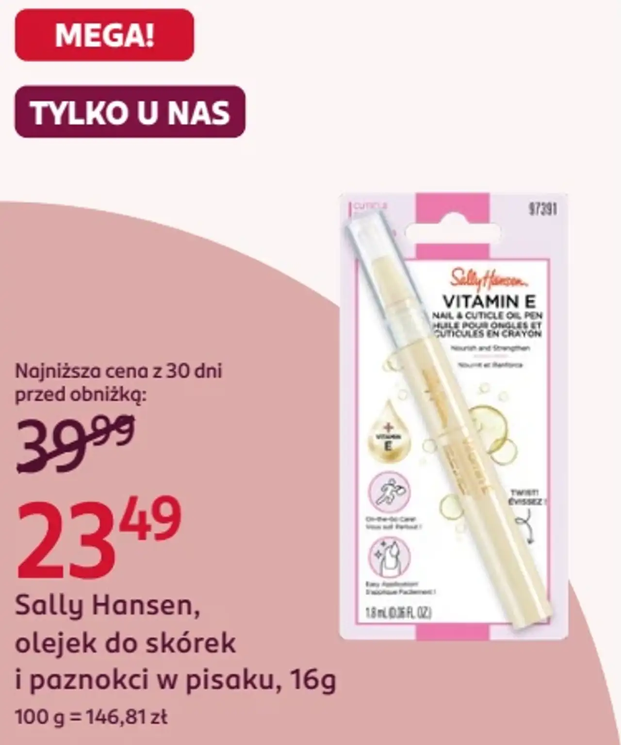 Sally Hansen, olejek do skórek i paznokci w pisaku, 16g