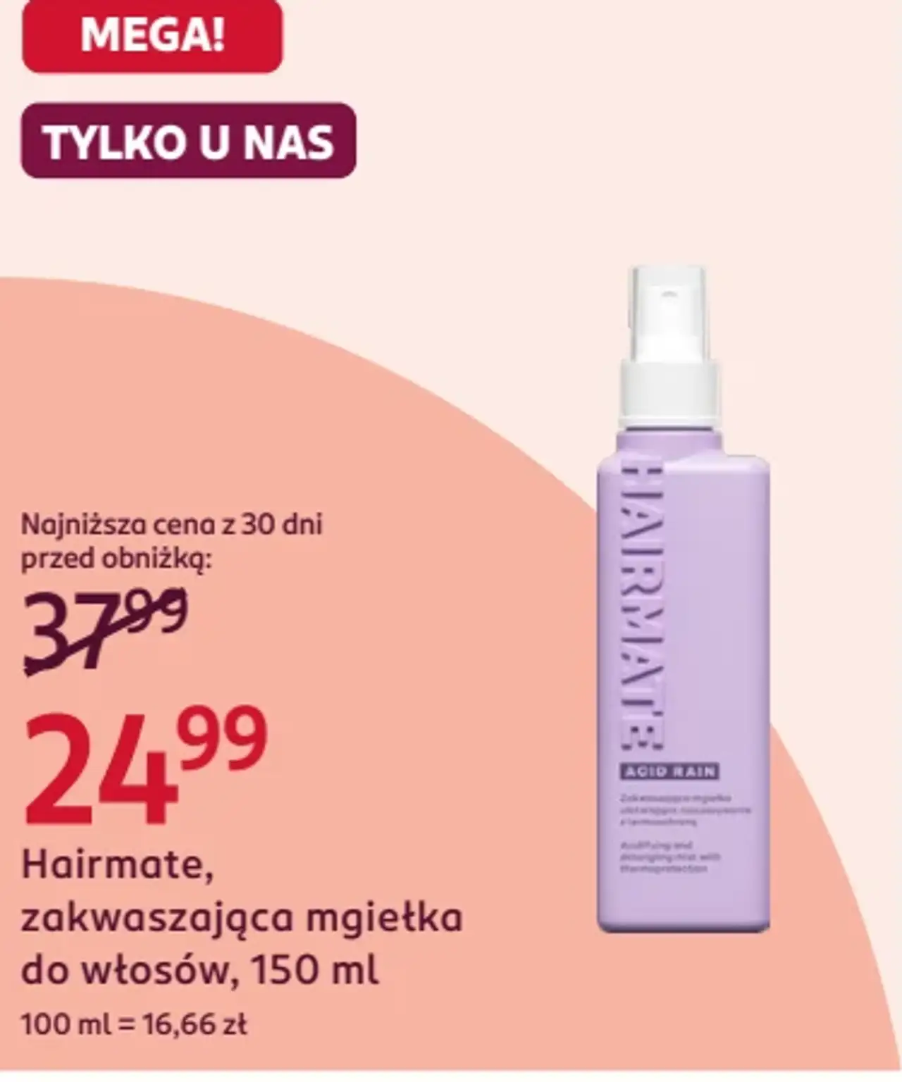 Hairmate, zakwaszająca mgiełka do włosów, 150 ml