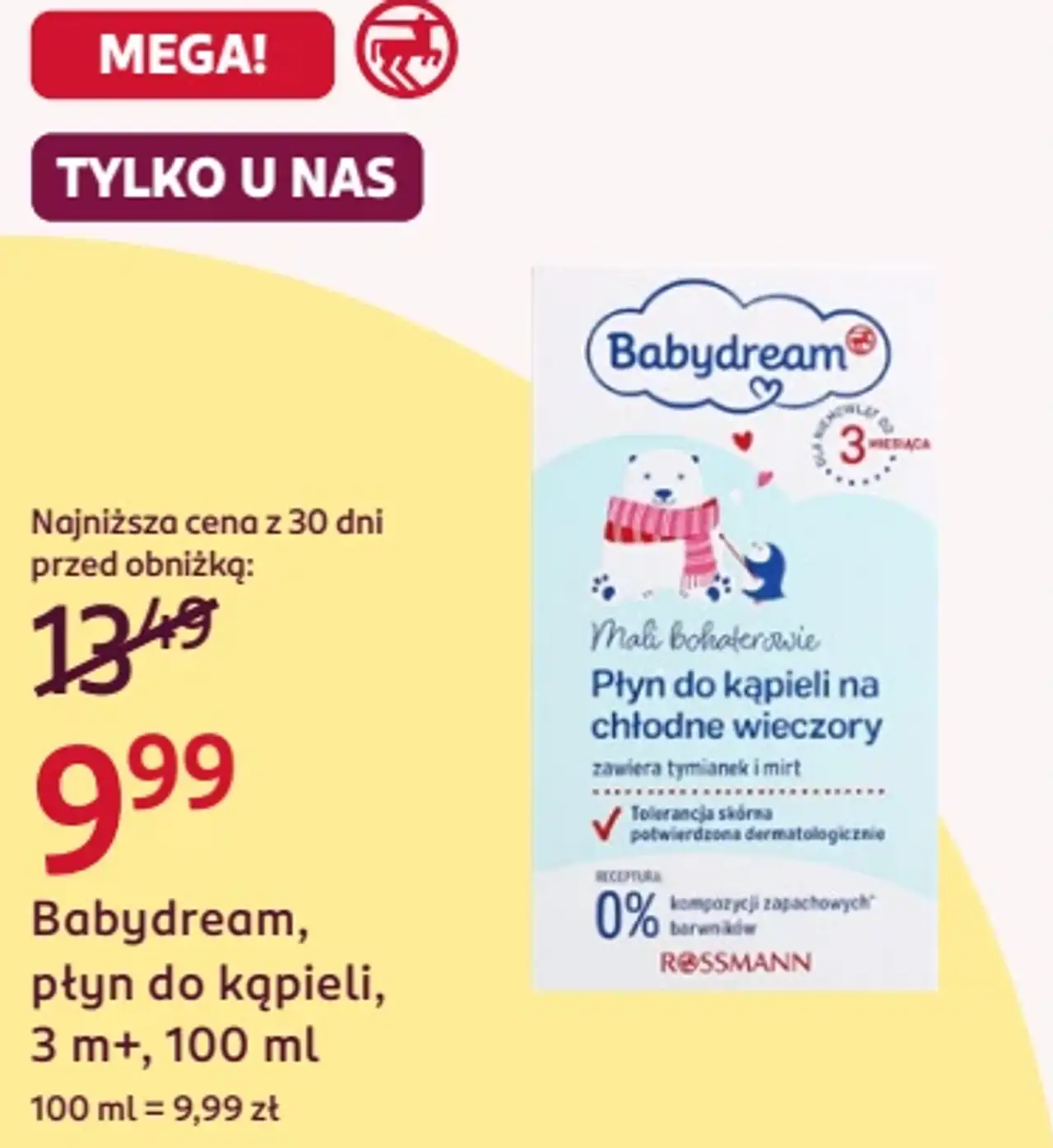 Babydream płyn do kąpieli na chłodne wieczory 3 m+