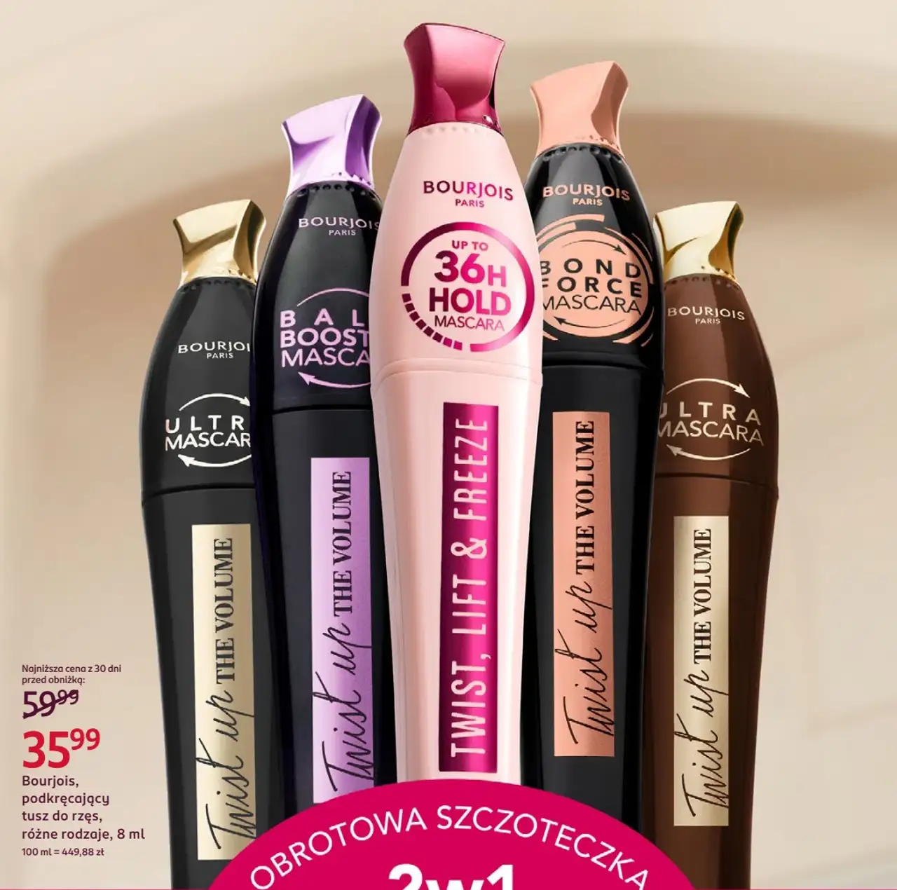 Bourjois Twist Up podkręcający tusz do rzęs, różne rodzaje