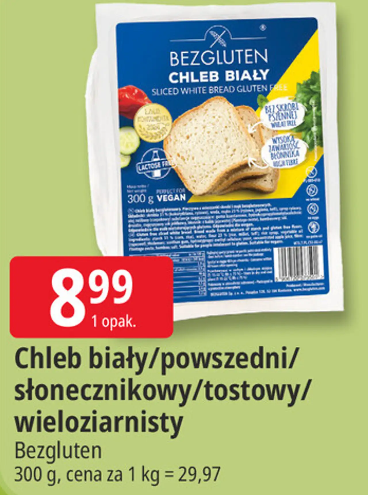 Bezgluten Chleb biały/powszedni/słonecznikowy/tostowy/wieloziarnisty