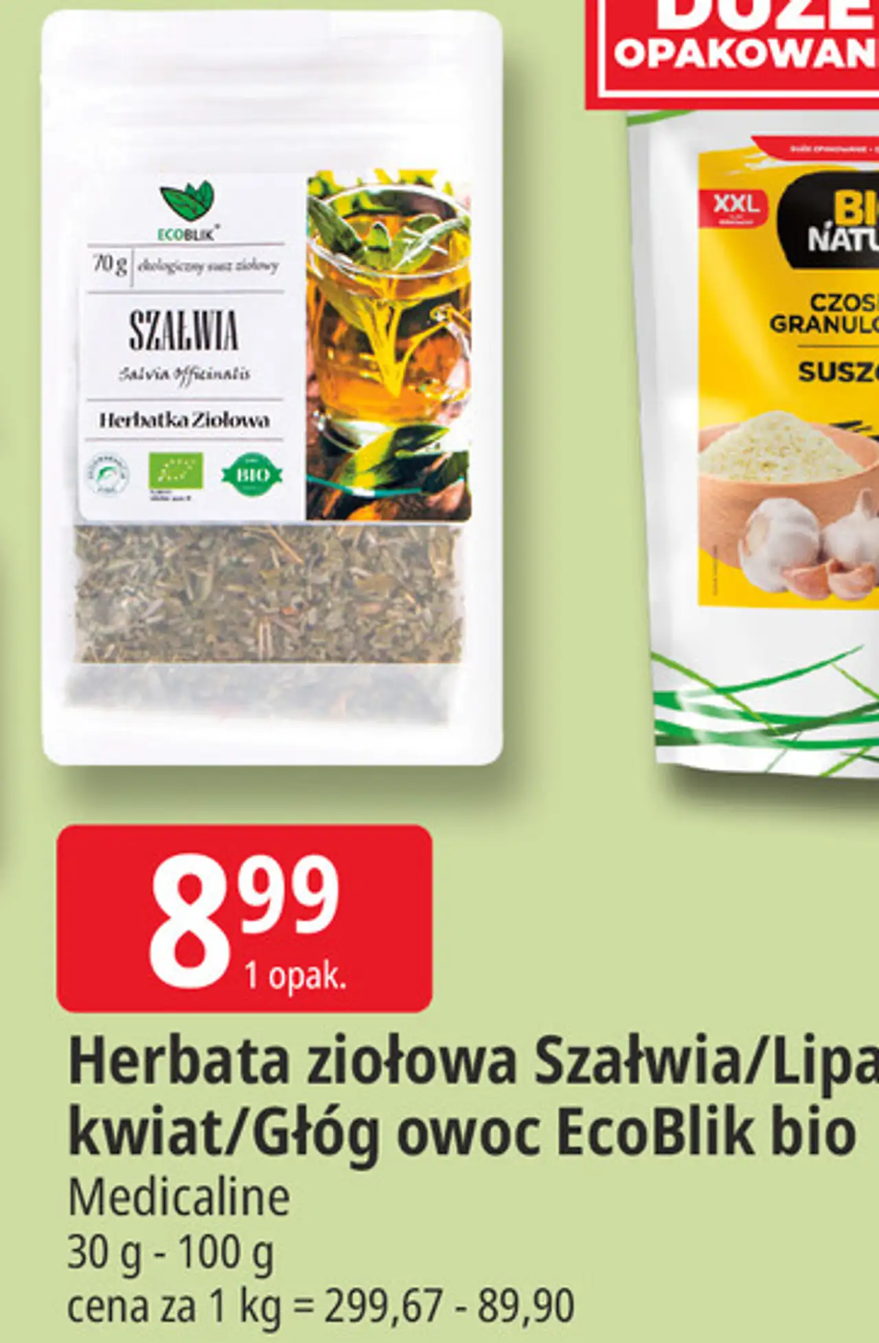 Herbata ziołowa Szałwia/Lipa kwiat/Głóg owoc EcoBlik bio Medicaline