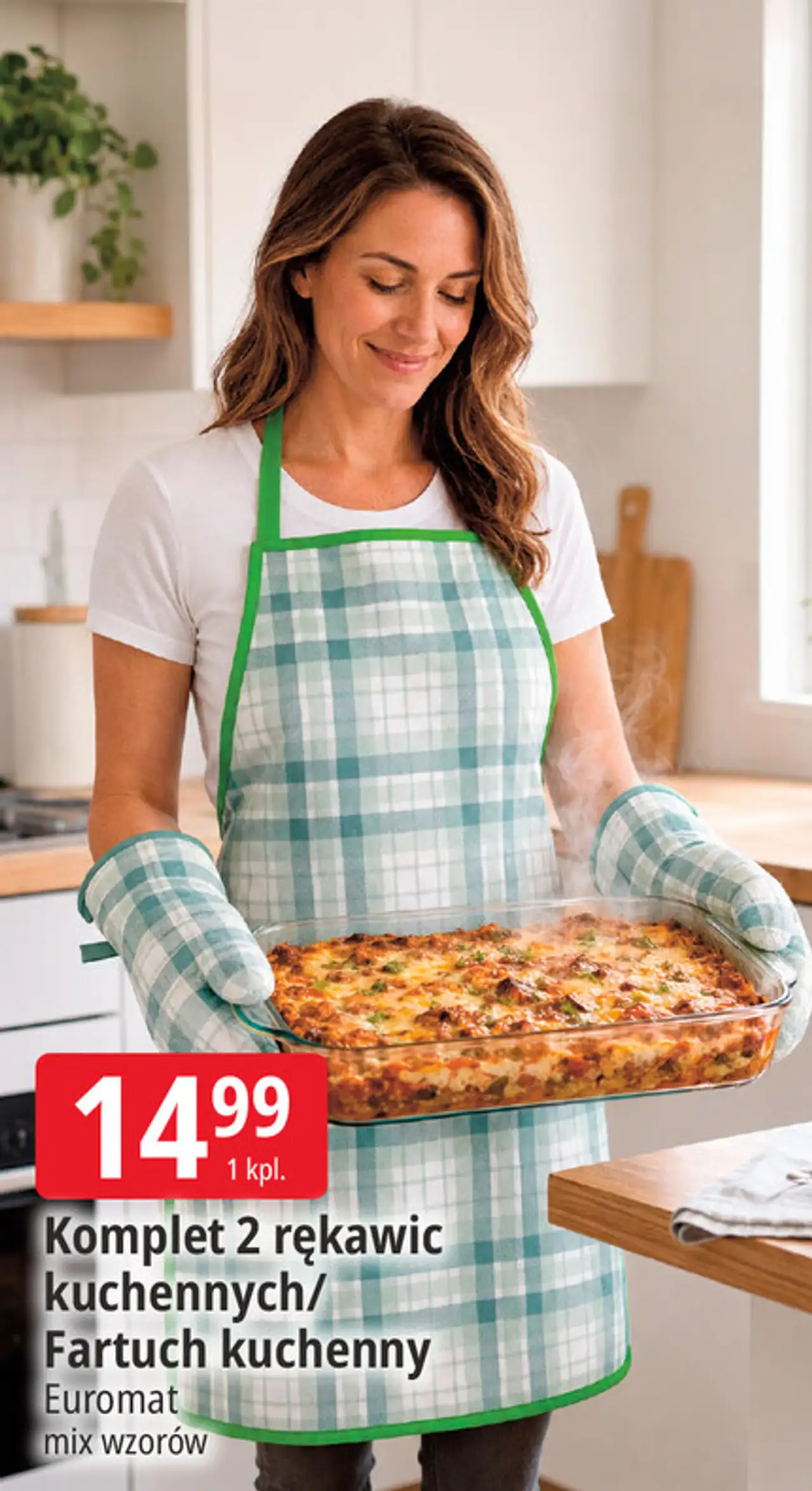 Komplet 2 rękawic kuchennych/Fartuch kuchenny Euromat