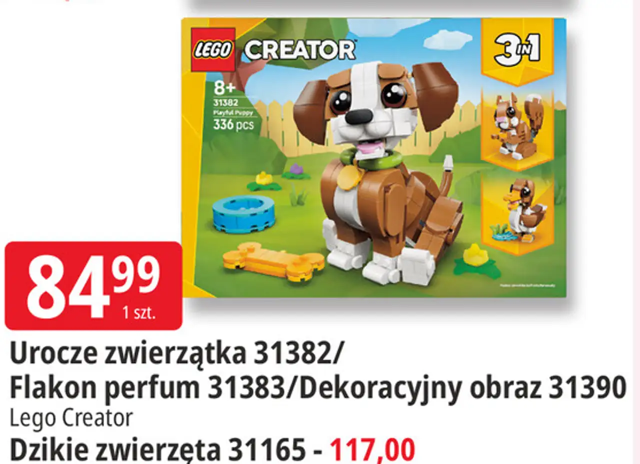 Urocze zwierzątka 31382 / Flakon perfum 31383 / Dekoracyjny obraz 31390 Lego Creator