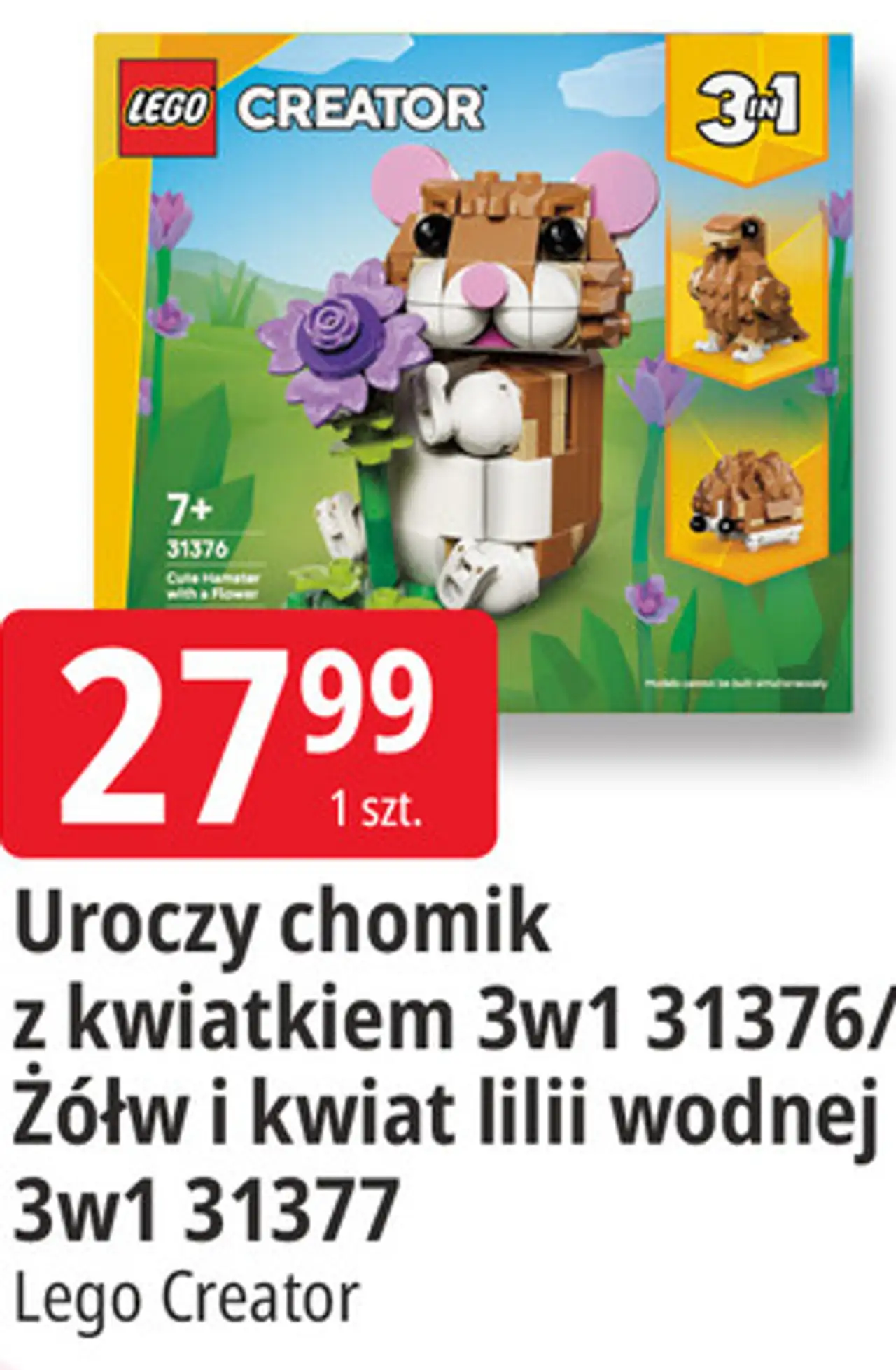 Uroczy chomik z kwiatkiem 3w1 31376 / Żółw i kwiat lilii wodnej 3w1 31377 Lego Creator