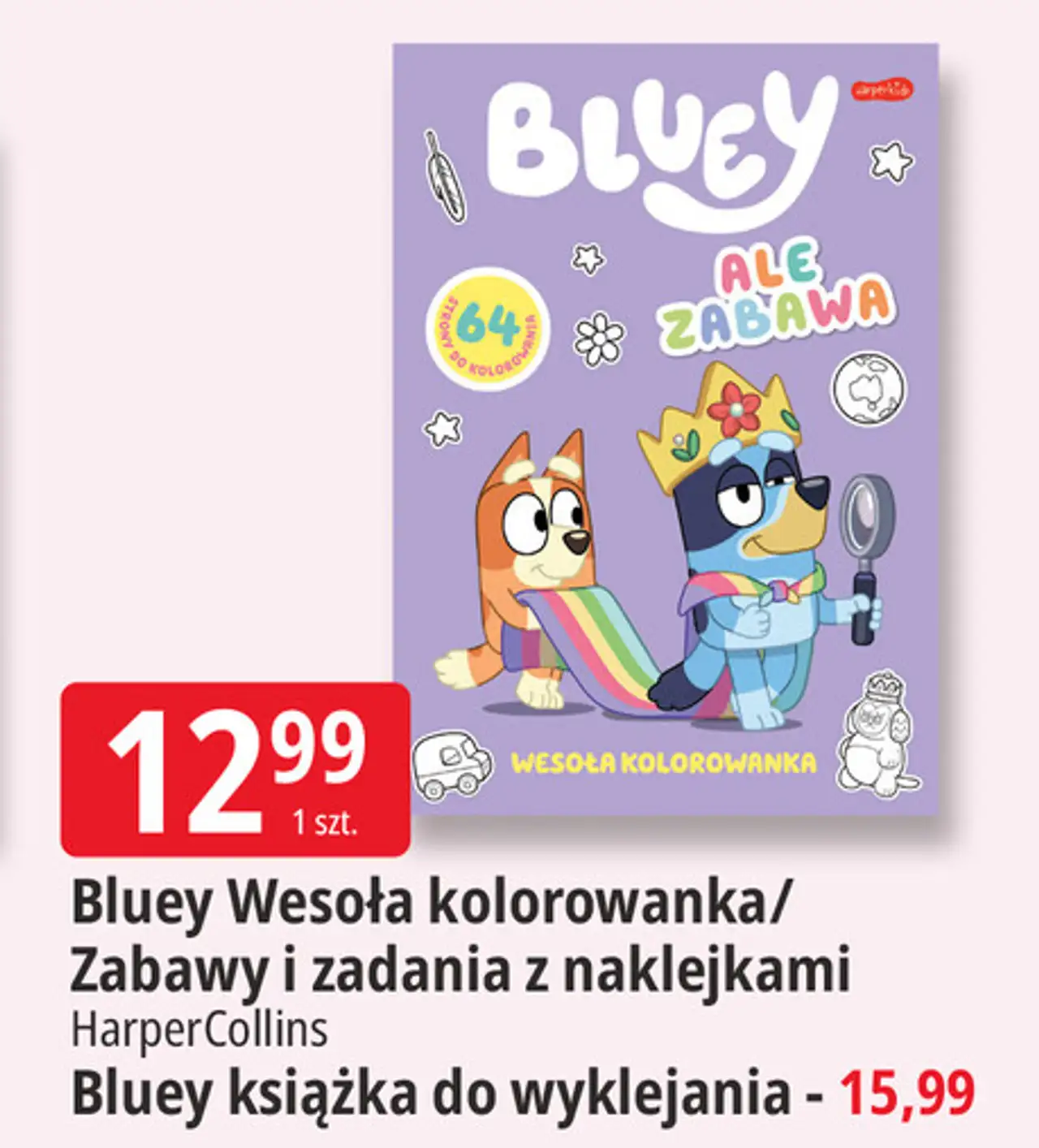 Bluey Wesoła kolorowanka/Zabawy i zadania z naklejkami