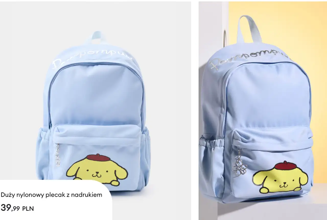 Duży nylonowy plecak z nadrukiem Pompompurin