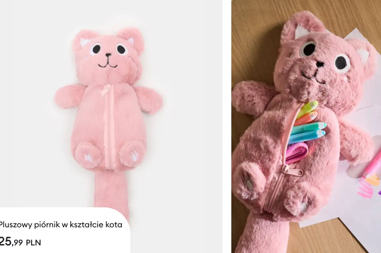 Pluszowy piórnik w kształcie kota