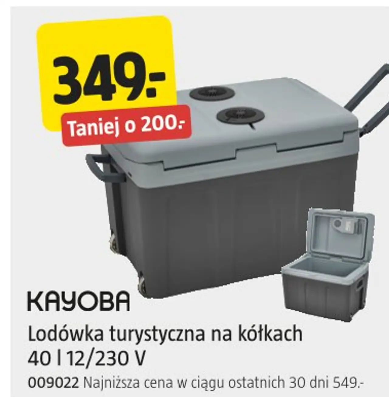 KAYOBA Lodówka turystyczna na kółkach 40 l 12/230 V