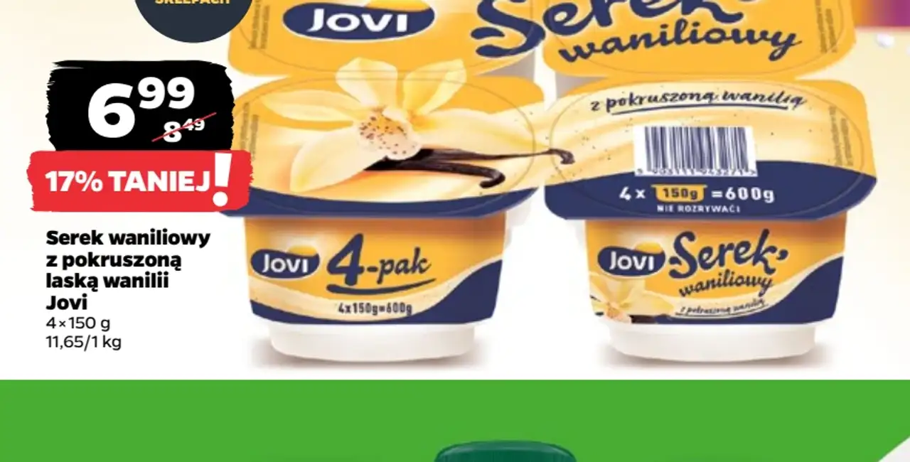 Serek waniliowy z pokruszoną laską wanilii Jovi 4-pak