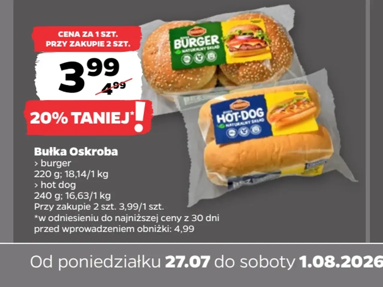 Bułka Oskroba burger / hot dog