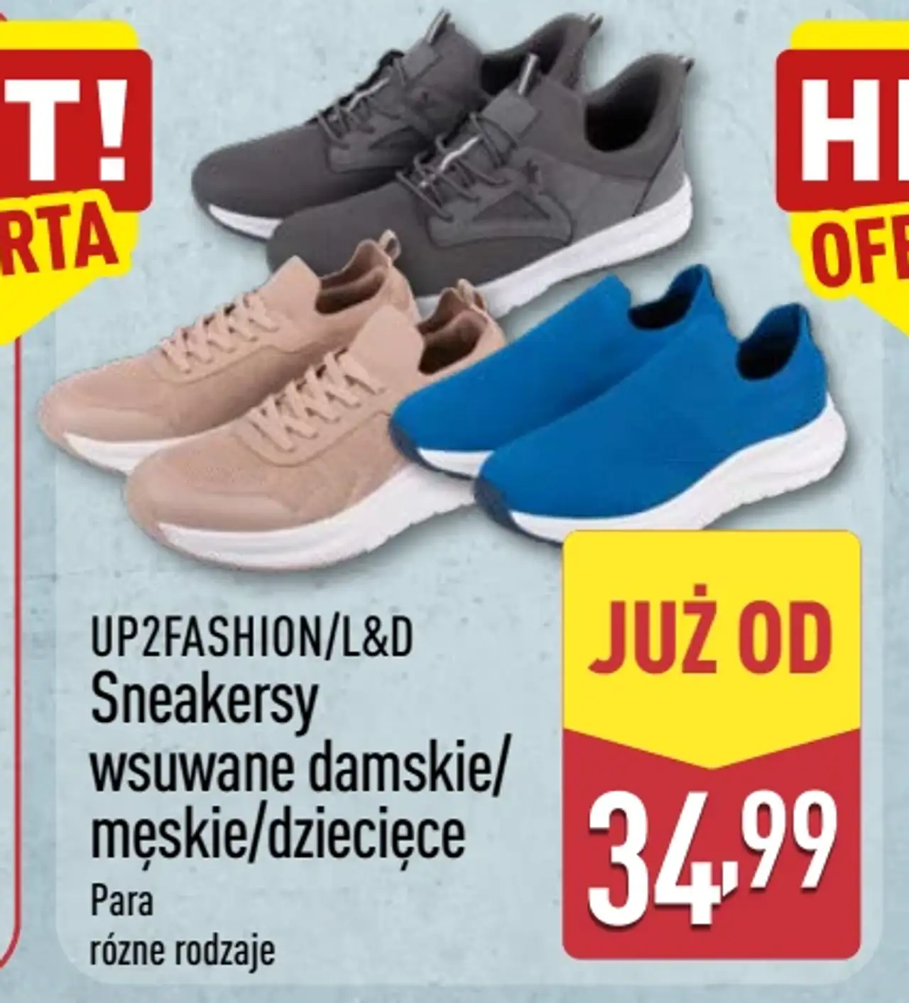 UP2FASHION/L&D Sneakersy wsuwane damskie/męskie/dziecięce