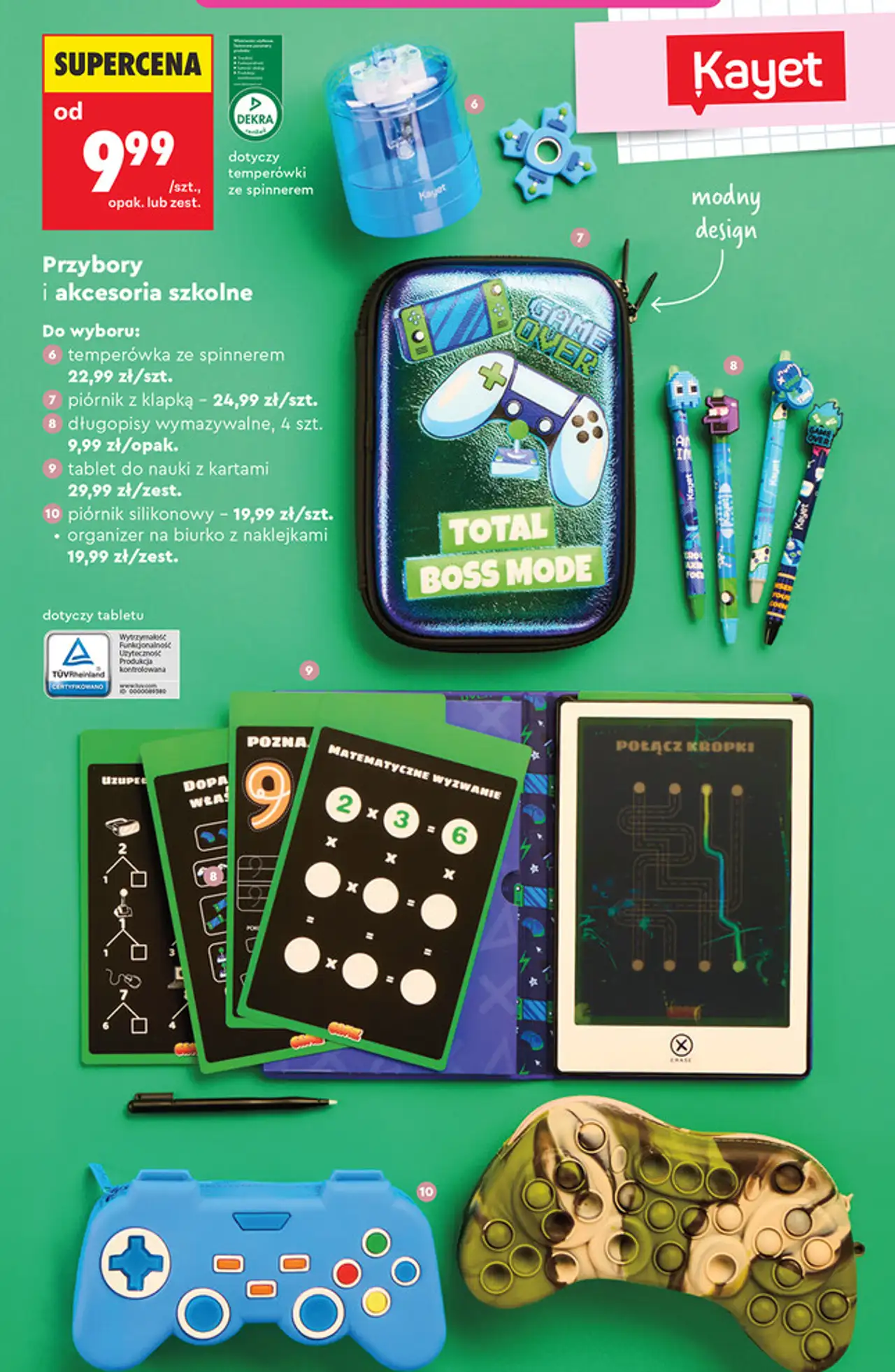 Kayet Przybory i akcesoria szkolne (tablet do nauki z kartami, piórnik silikonowy)