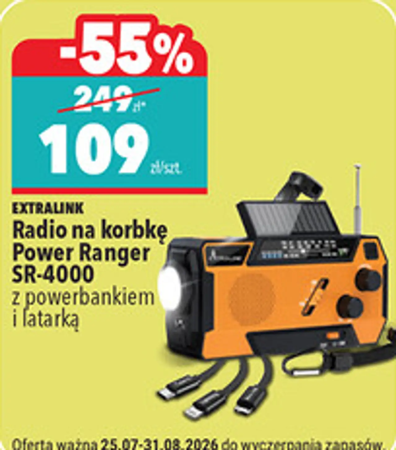 Radio na korbkę Extralink Power Ranger SR-4000