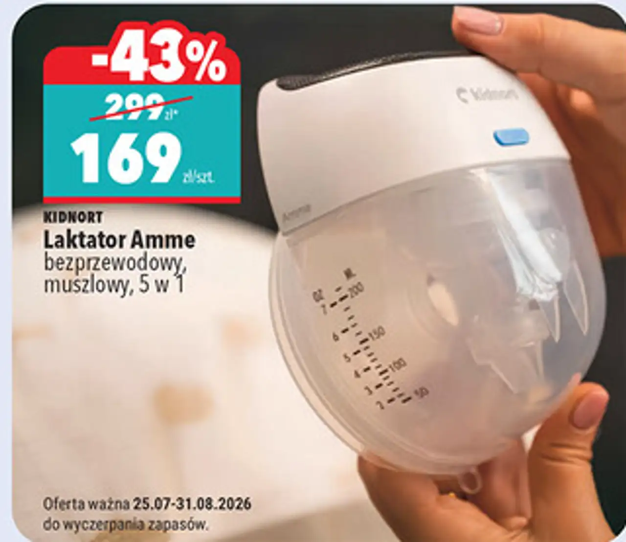 Kidnort Laktator Amme bezprzewodowy, muszlowy, 5 w 1
