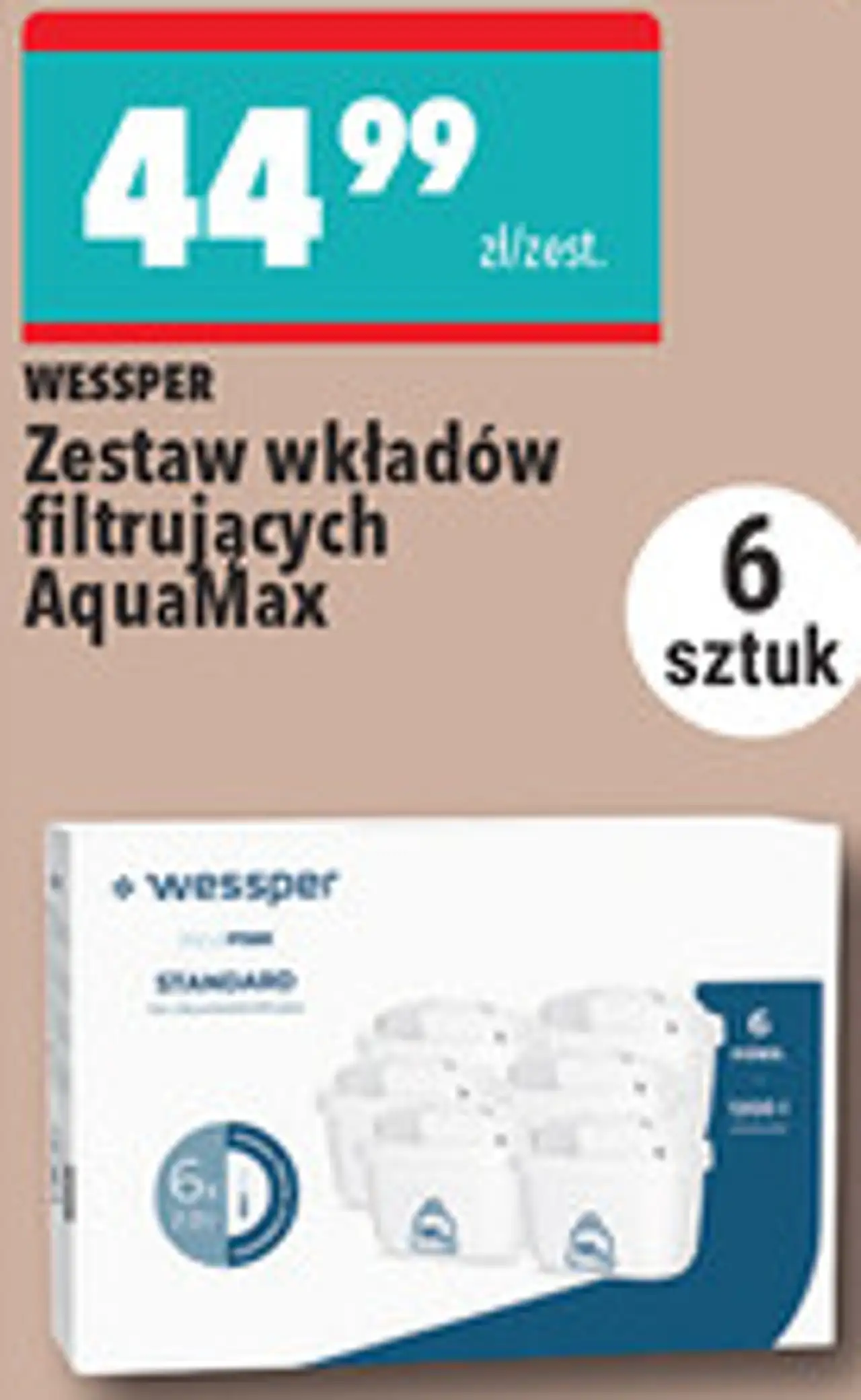 Zestaw wkładów filtrujących AquaMax Wessper (6 sztuk)