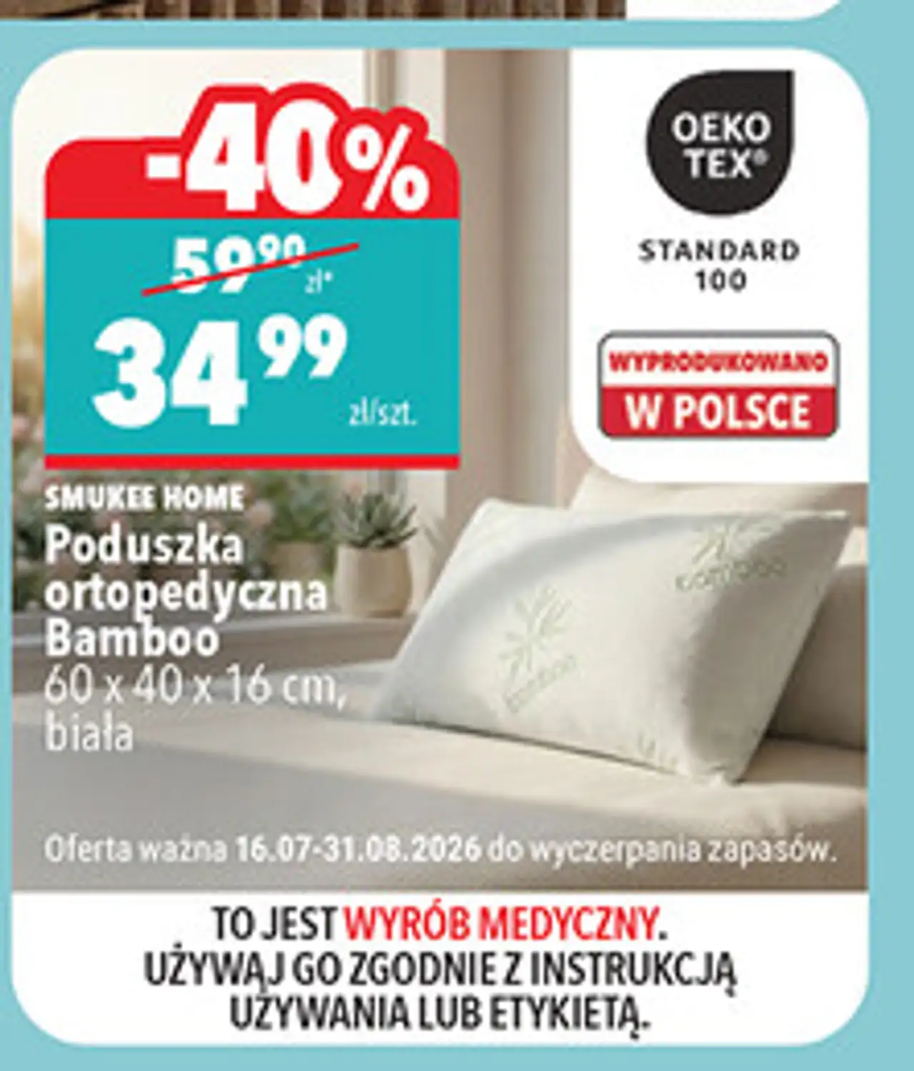 Smukee Home Poduszka ortopedyczna Bamboo