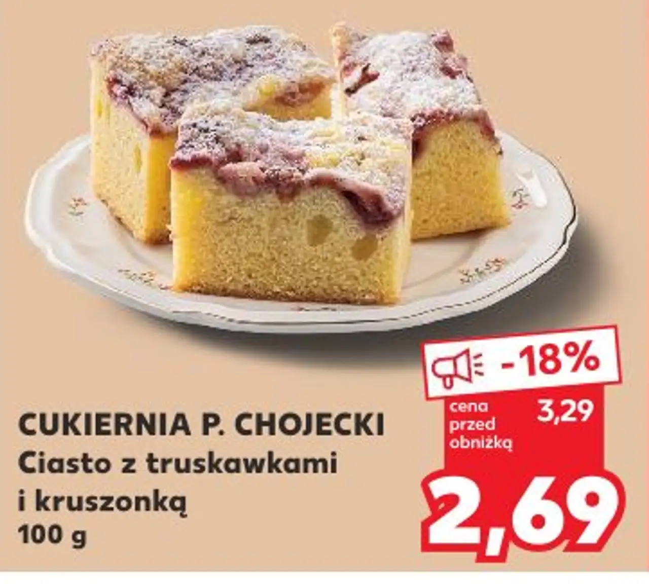 Ciasto z truskawkami i kruszonką Cukiernia P. Chojecki