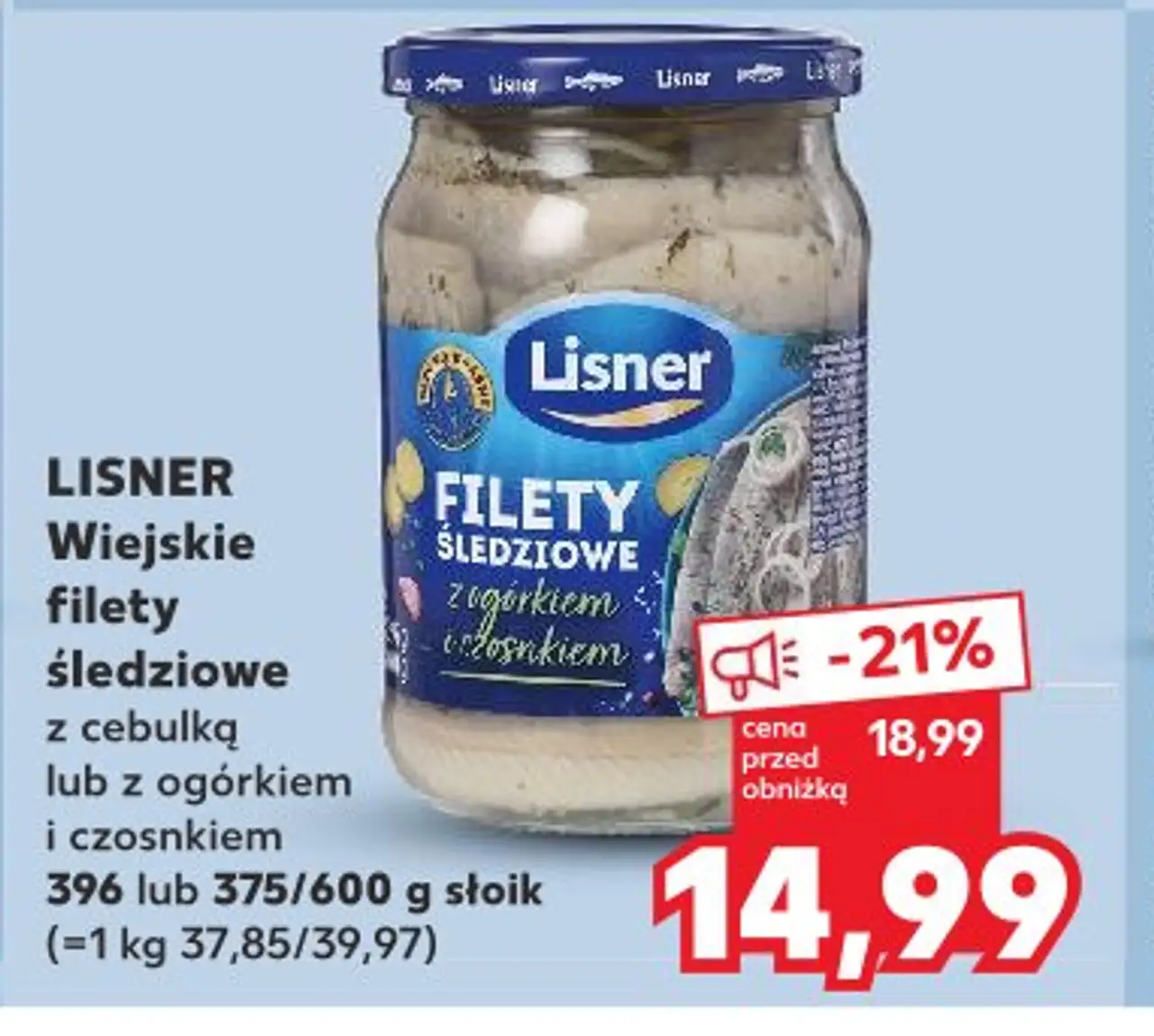 LISNER Wiejskie filety śledziowe z cebulką lub z ogórkiem i czosnkiem