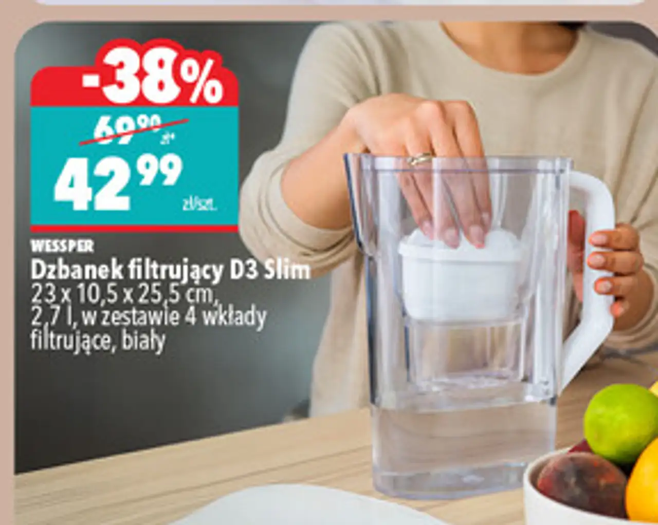 Wessper Dzbanek filtrujący D3 Slim