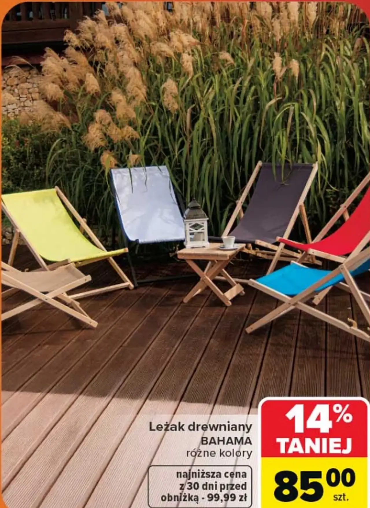 Leżak drewniany BAHAMA, różne kolory