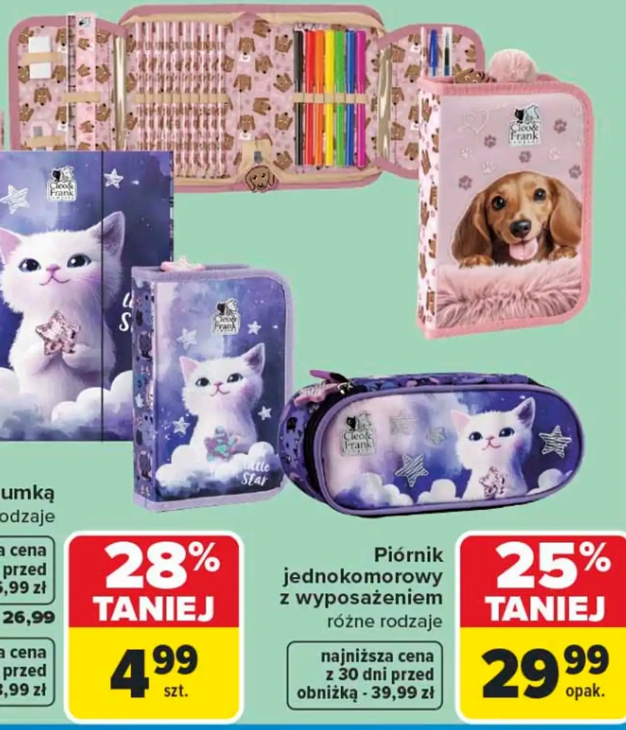 Piórnik jednokomorowy z wyposażeniem Cleo & Frank