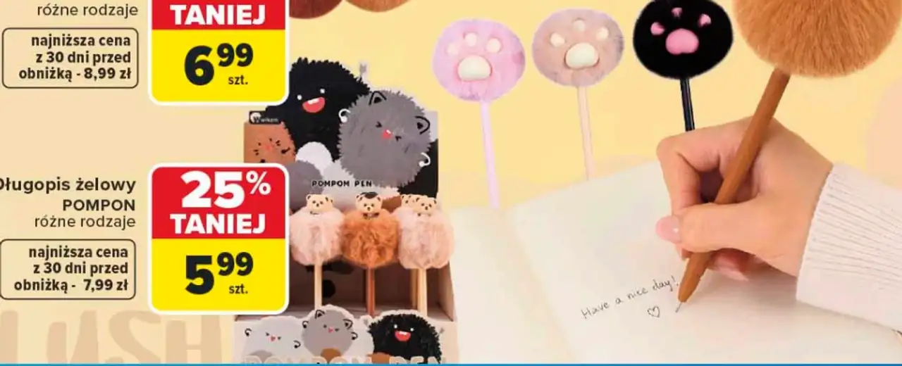 Długopis żelowy POMPON różne rodzaje Wikam Seria Plush