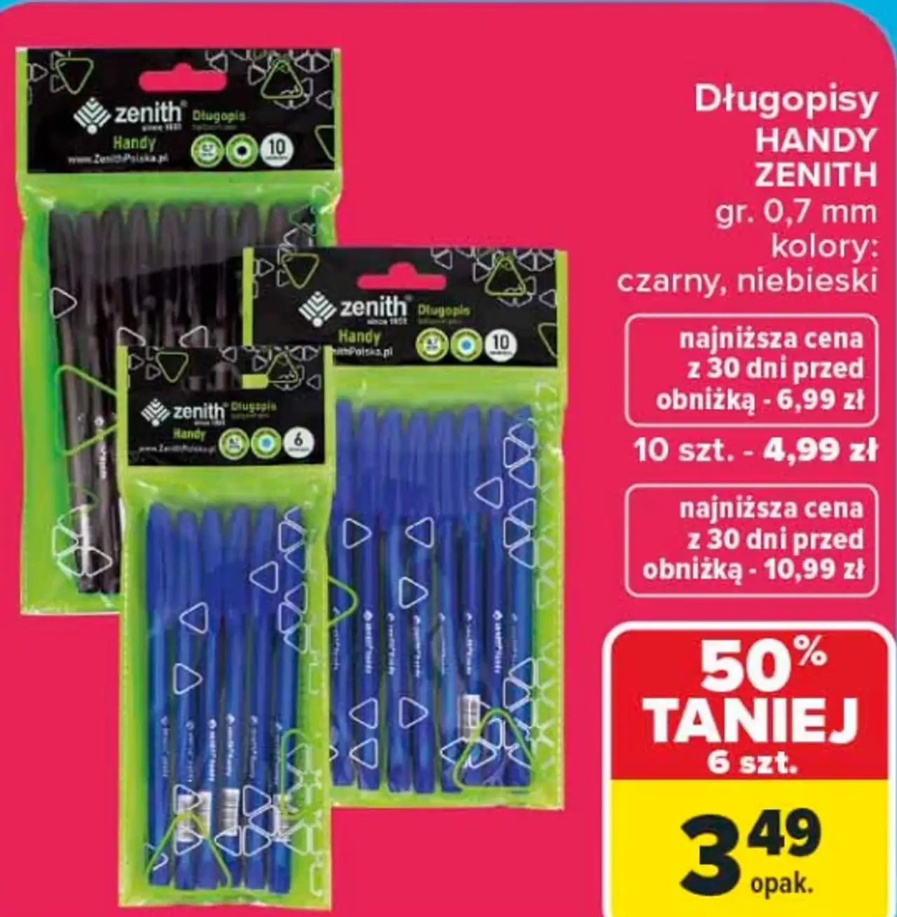 Długopisy Handy Zenith gr. 0,7 mm, różne kolory