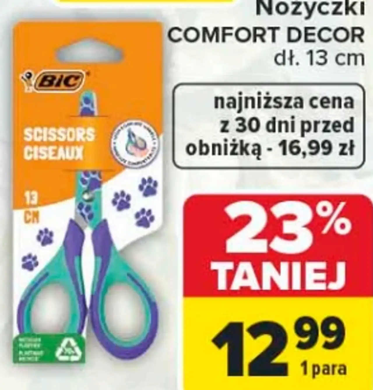 Nożyczki BIC Comfort Decor dł. 13 cm
